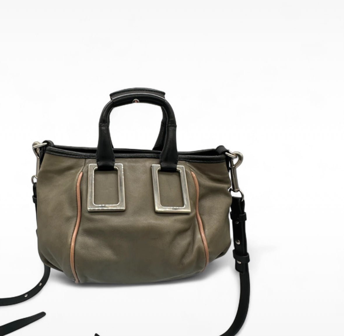 Vintage Chloé Mini Ethel Handbag. In khaki leather with gold coloured hardware - Thanks it's Vintage