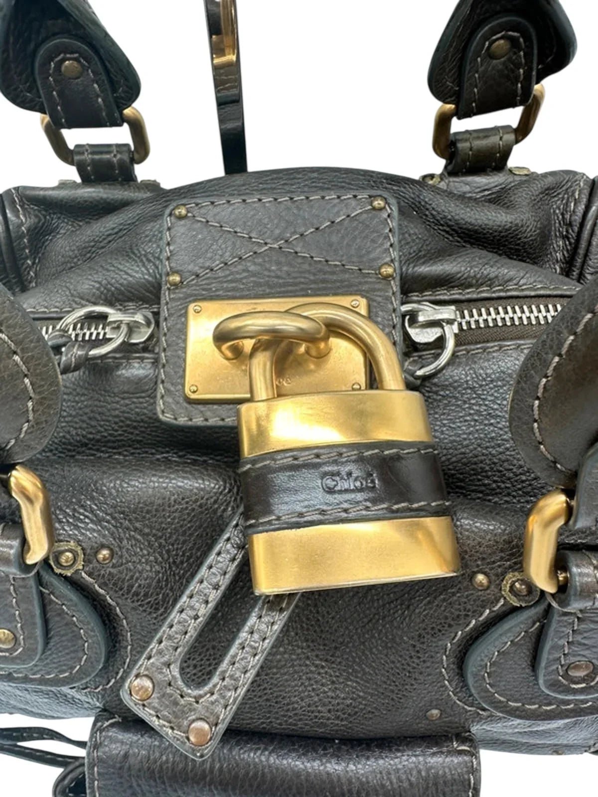 Vintage Chloé Paddington Handbag in Dark Brown Grain Leather - Thanks it's Vintage