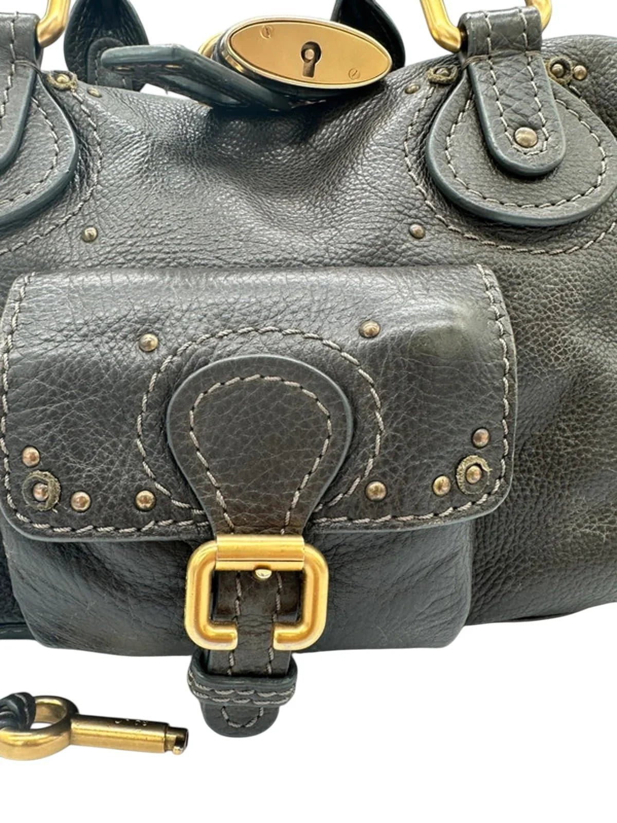Vintage Chloé Paddington Handbag in Dark Brown Grain Leather - Thanks it's Vintage