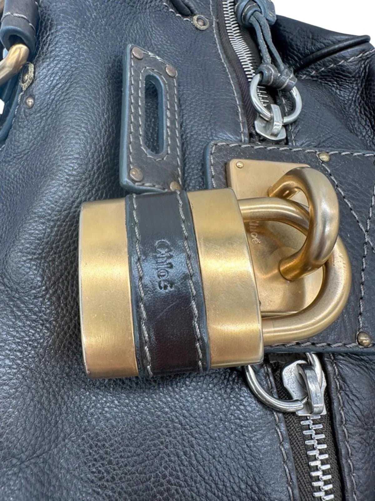 Vintage Chloé Paddington Handbag in Dark Brown Grain Leather - Thanks it's Vintage
