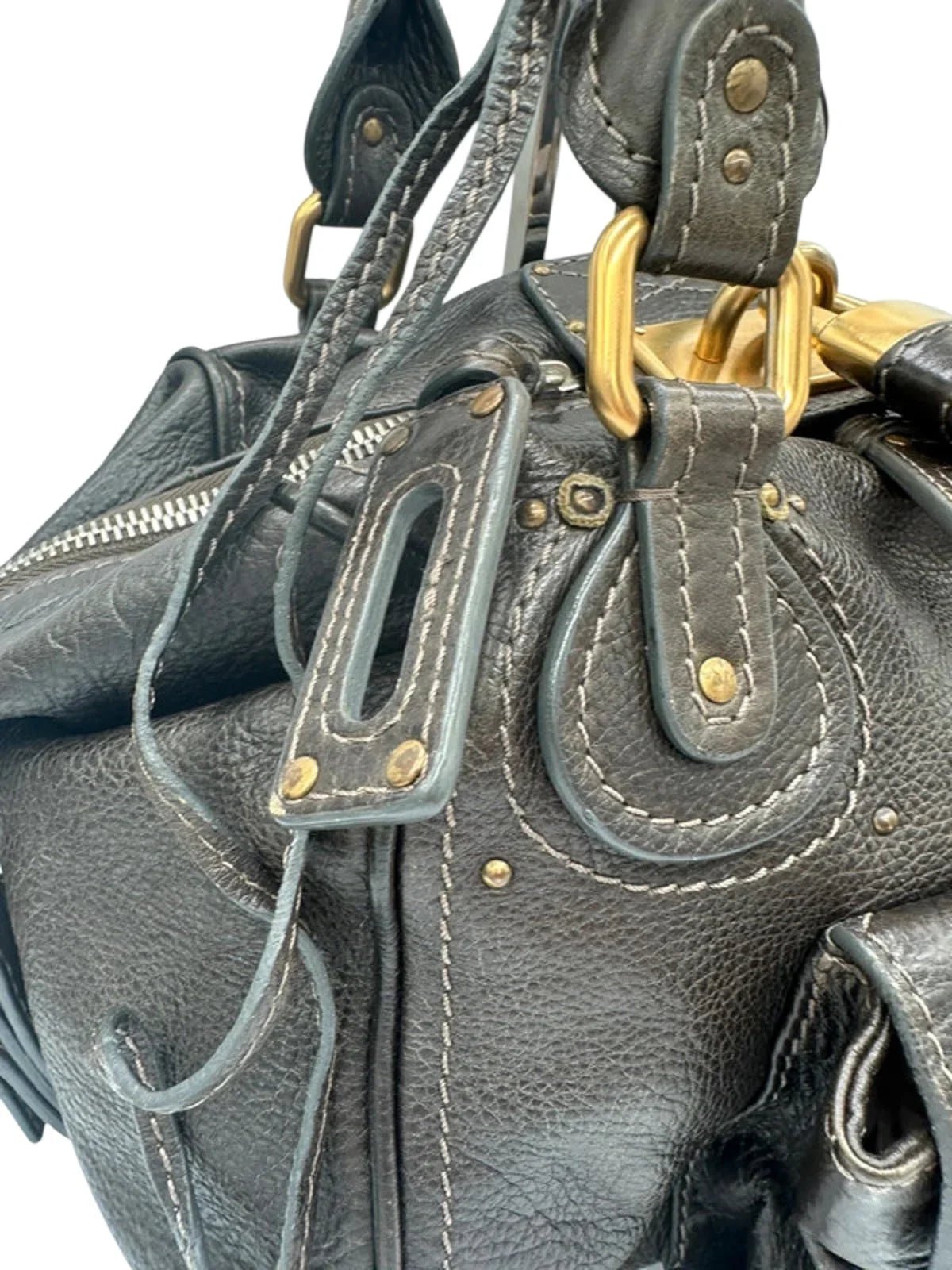 Vintage Chloé Paddington Handbag in Dark Brown Grain Leather - Thanks it's Vintage