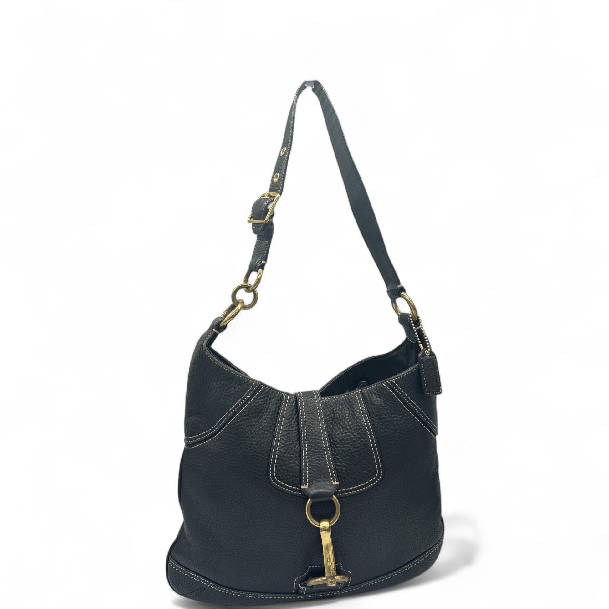 Vintage Coach 10210 Black Leather Hampton Clip Shoulder Bag - Thanks it's Vintage