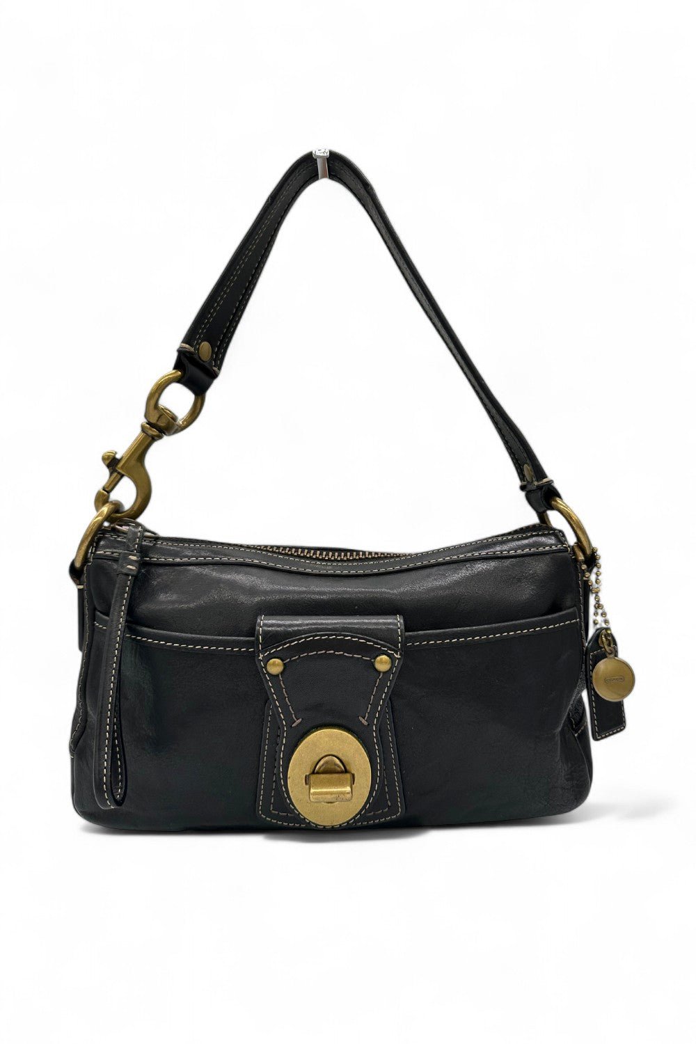 Vintage Coach 10326 Leigh Legacy Turnlock Shoulder Bag Black Leather - Thanks it's Vintage