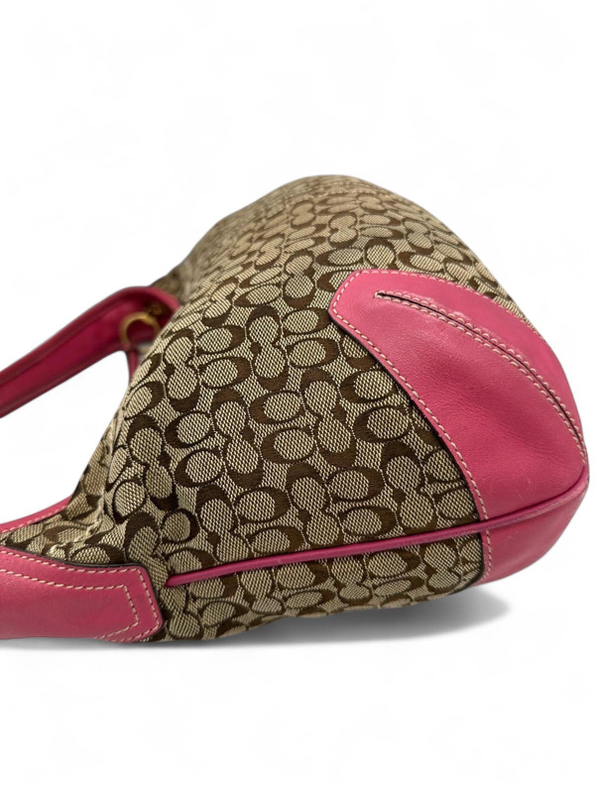 Vintage Coach 10772 Pink Leather Trim Y2K Ergo Shoulder Bag Monogram - Thanks it's Vintage