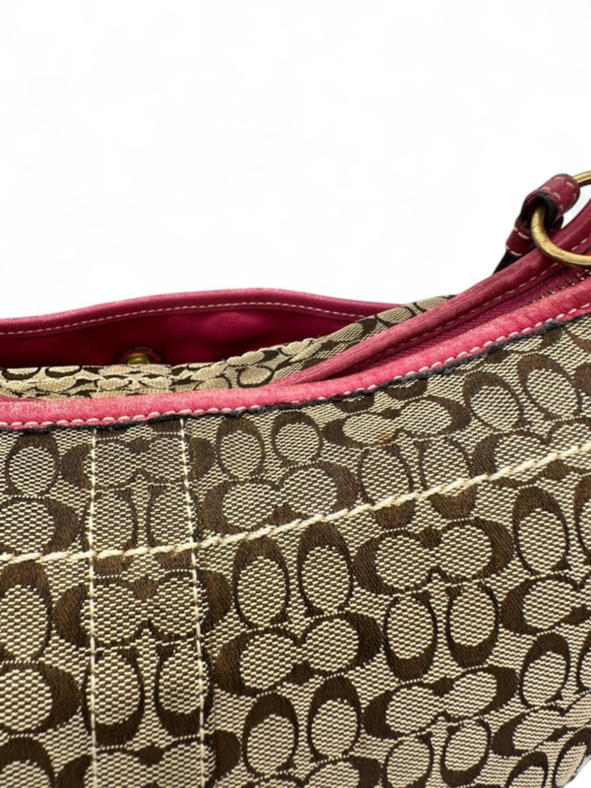 Vintage Coach 10772 Pink Leather Trim Y2K Ergo Shoulder Bag Monogram - Thanks it's Vintage