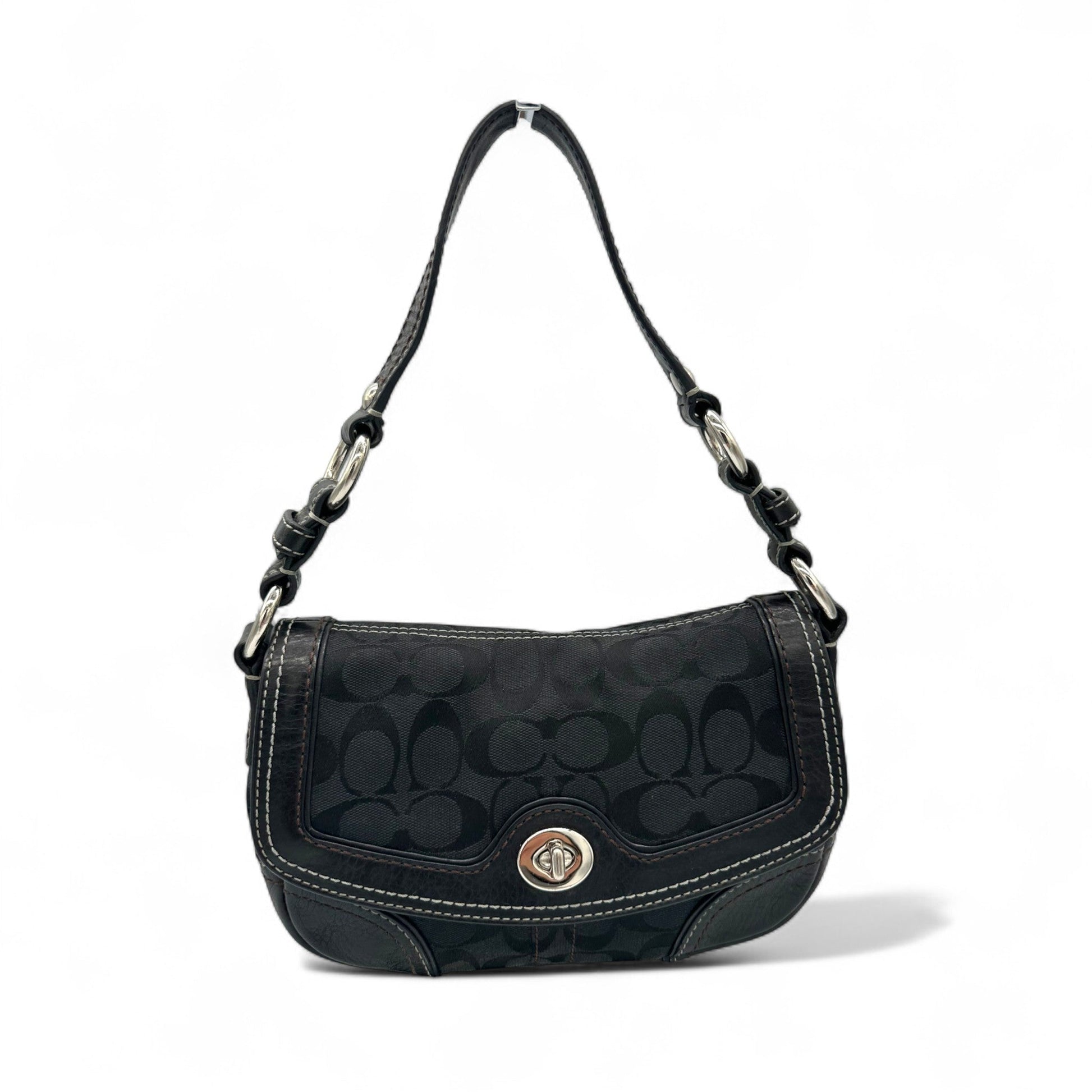 Vintage Coach 10983 Black Monogram Turnlock Shoulder Bag - Thanks it's Vintage