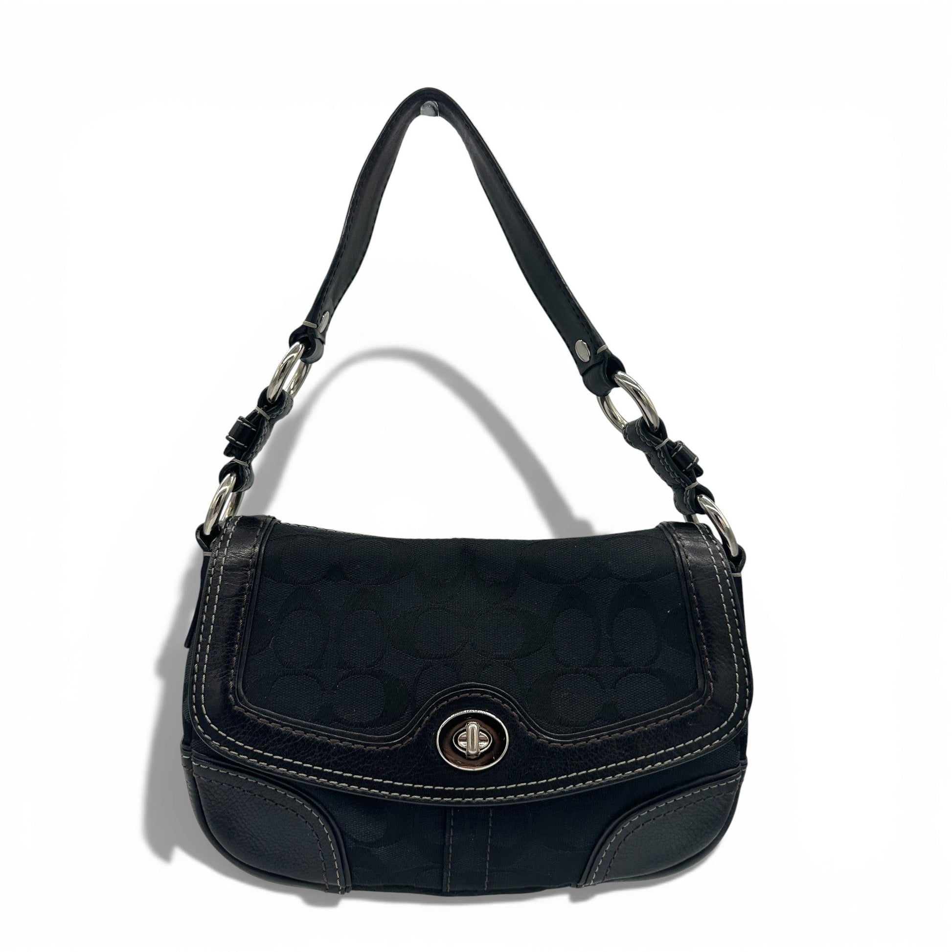 Vintage Coach 10983 Black Monogram Turnlock Shoulder Bag - Thanks it's Vintage