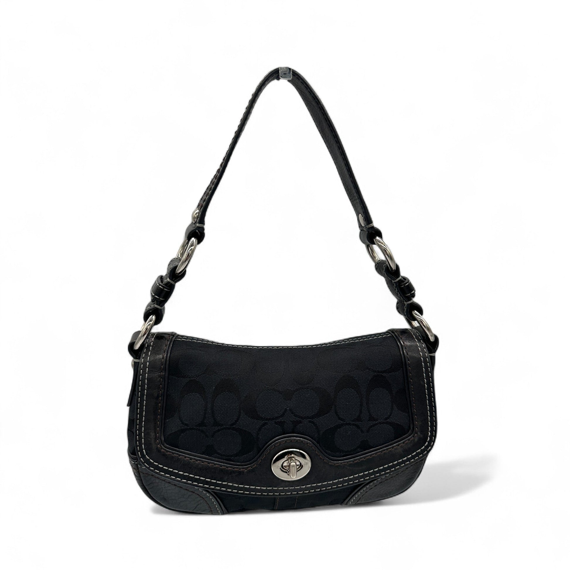 Vintage Coach 10983 Black Monogram Turnlock Shoulder Bag - Thanks it's Vintage