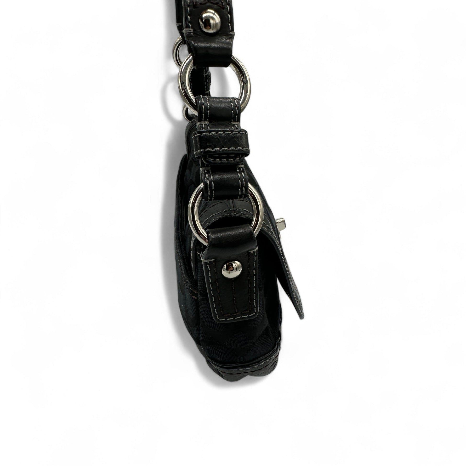 Vintage Coach 10983 Black Monogram Turnlock Shoulder Bag - Thanks it's Vintage