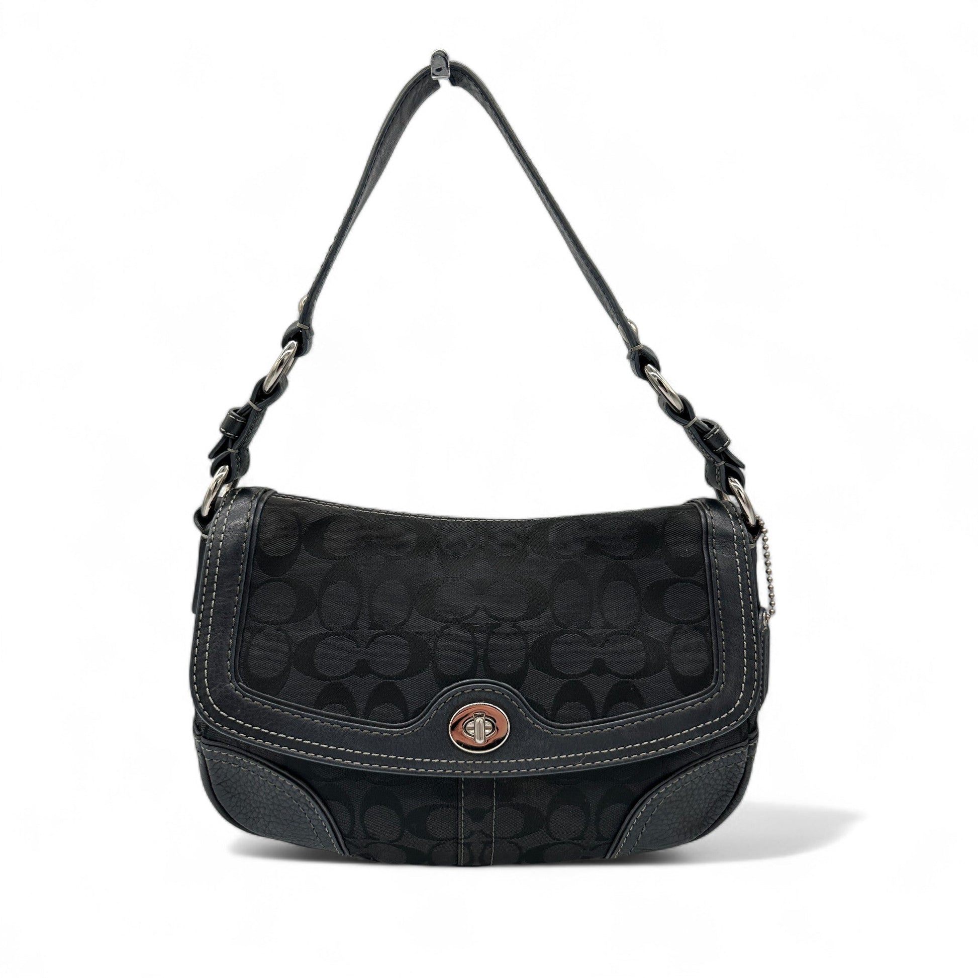 Vintage Coach 10984 Black Monogram Turnlock Shoulder Bag - Thanks it's Vintage