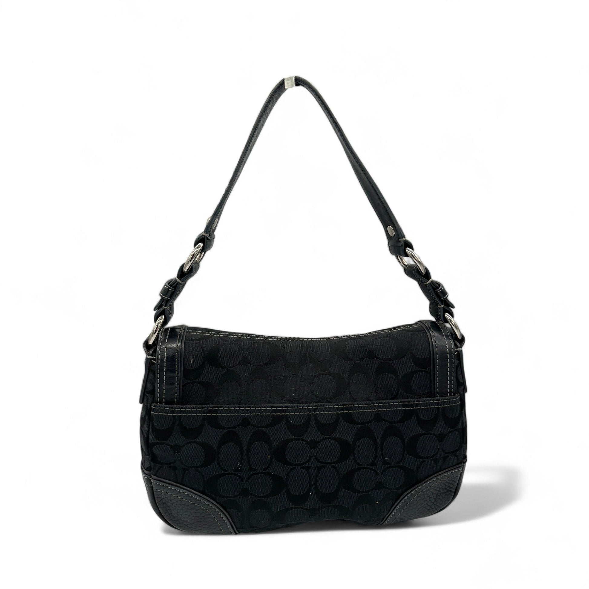 Vintage Coach 10984 Black Monogram Turnlock Shoulder Bag - Thanks it's Vintage