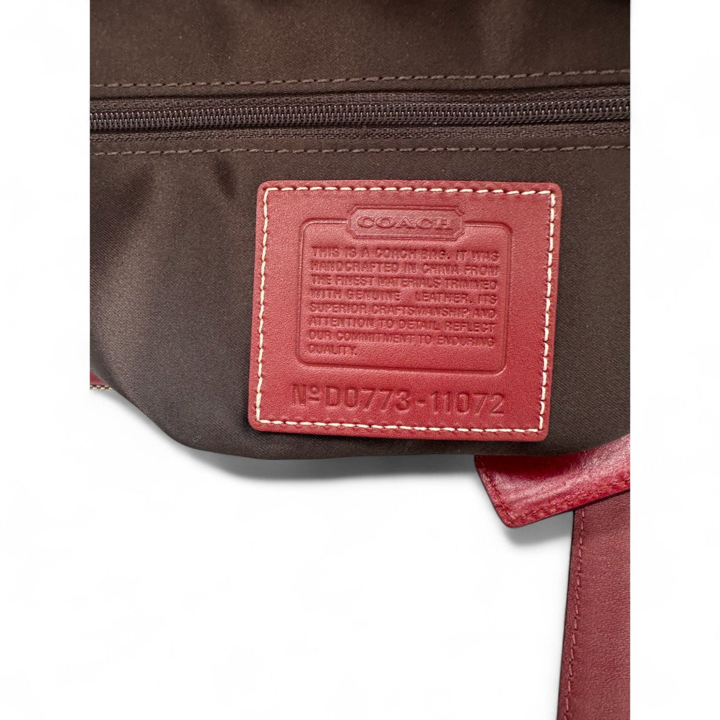 Vintage Coach 11072 Turnlock Red Leather Trim Monogram Handbag - Thanks it's Vintage