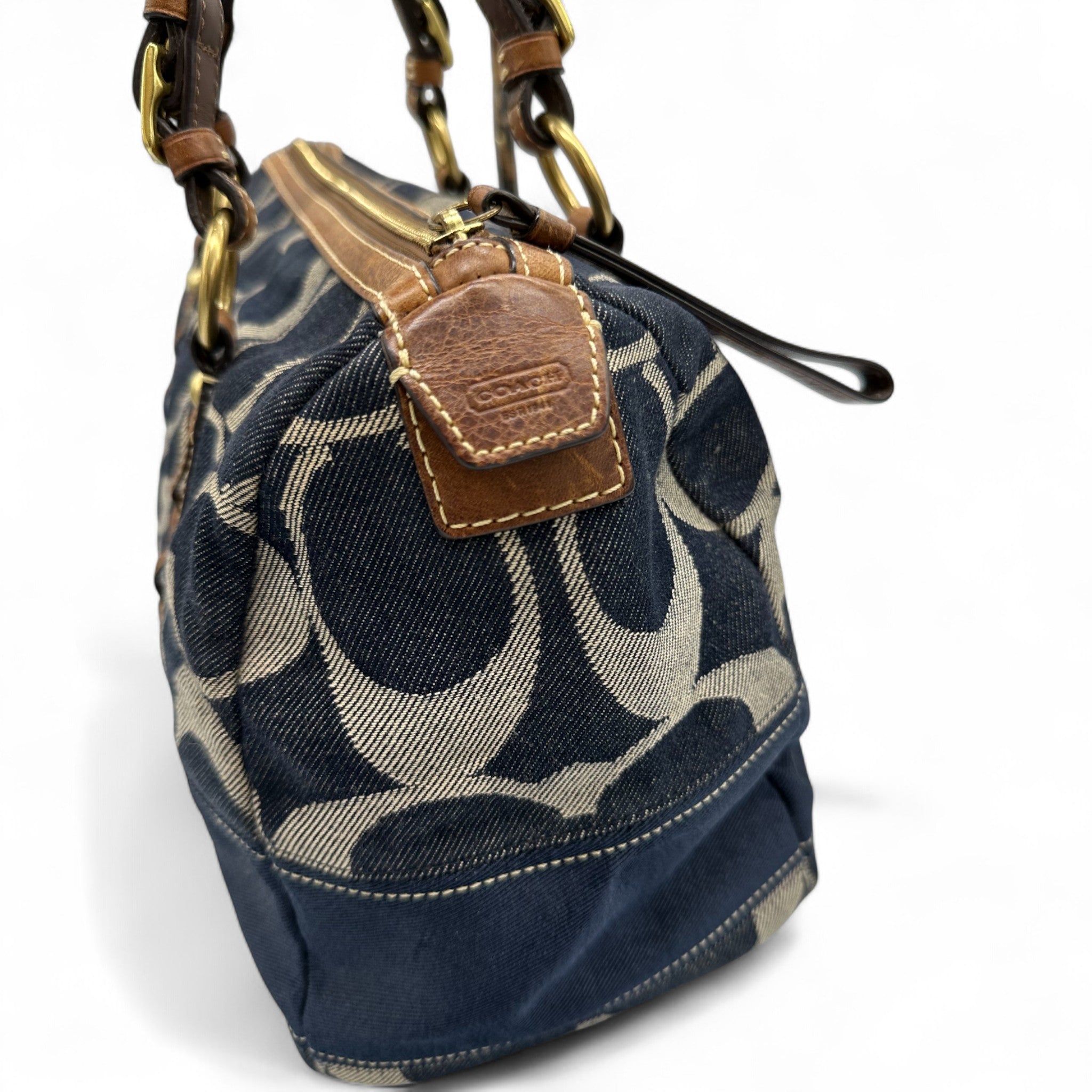 バッグ Vintage Coach Bag Denim Signature 11183 Vintage Coach 11183 Denim Monogram Boston Shoulder Bag – Thanks