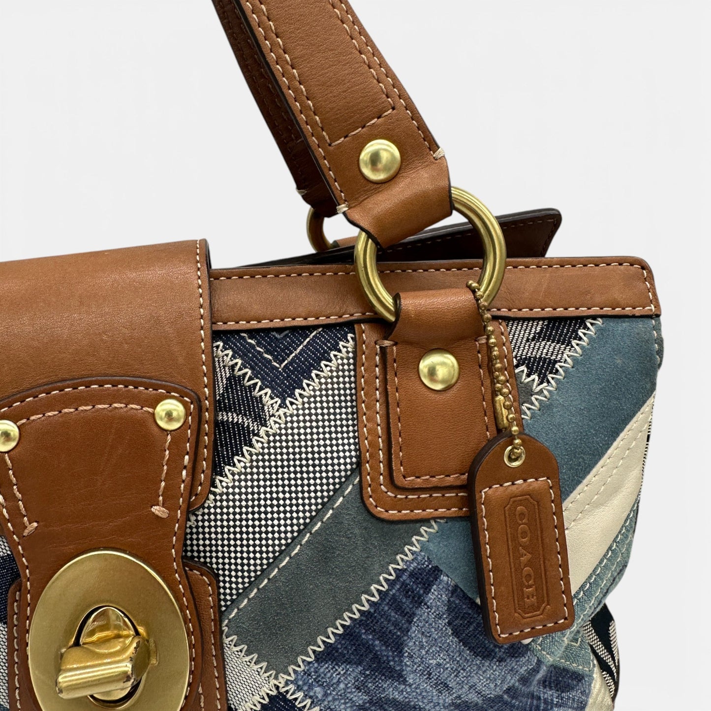 Vintage Coach 12216 Denim Patchwork Turnlock Handbag - Thanks it's Vintage