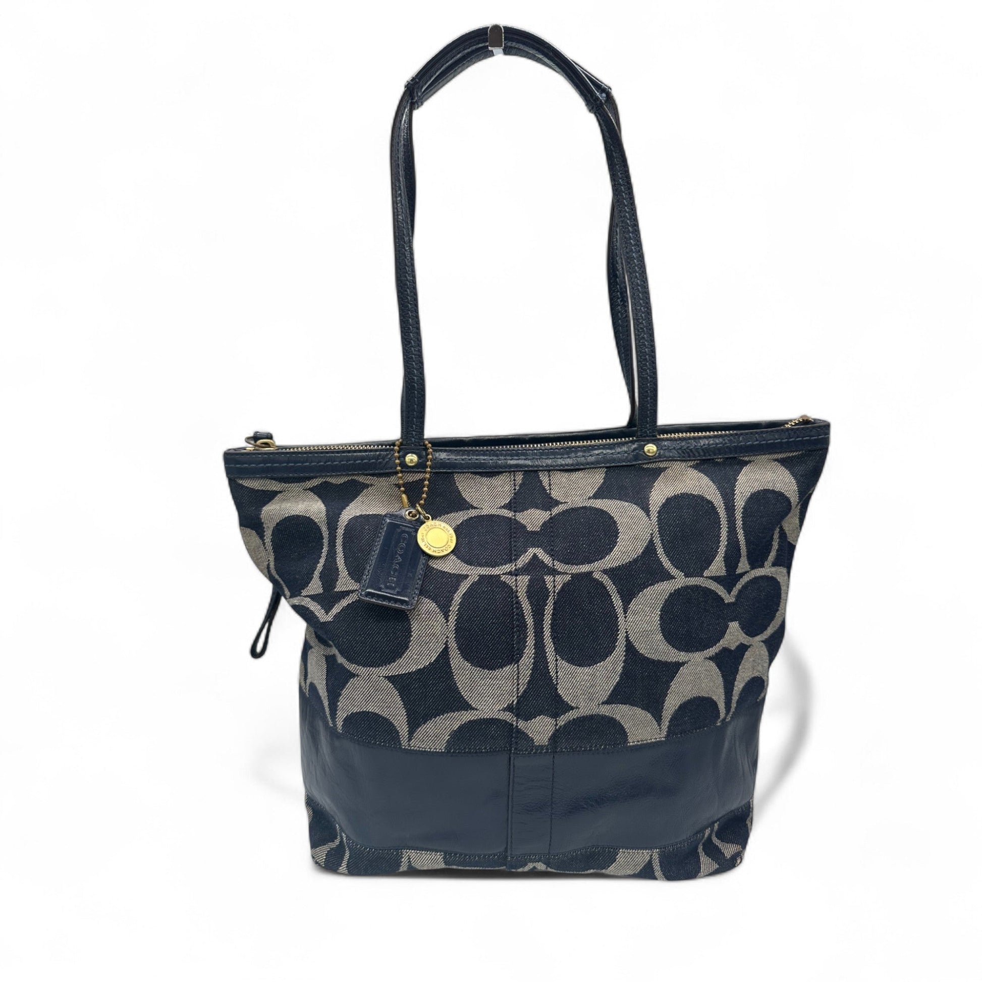 Vintage Coach 12547 Navy Denim Monogram Tote Shoulder Bag - Thanks it's Vintage