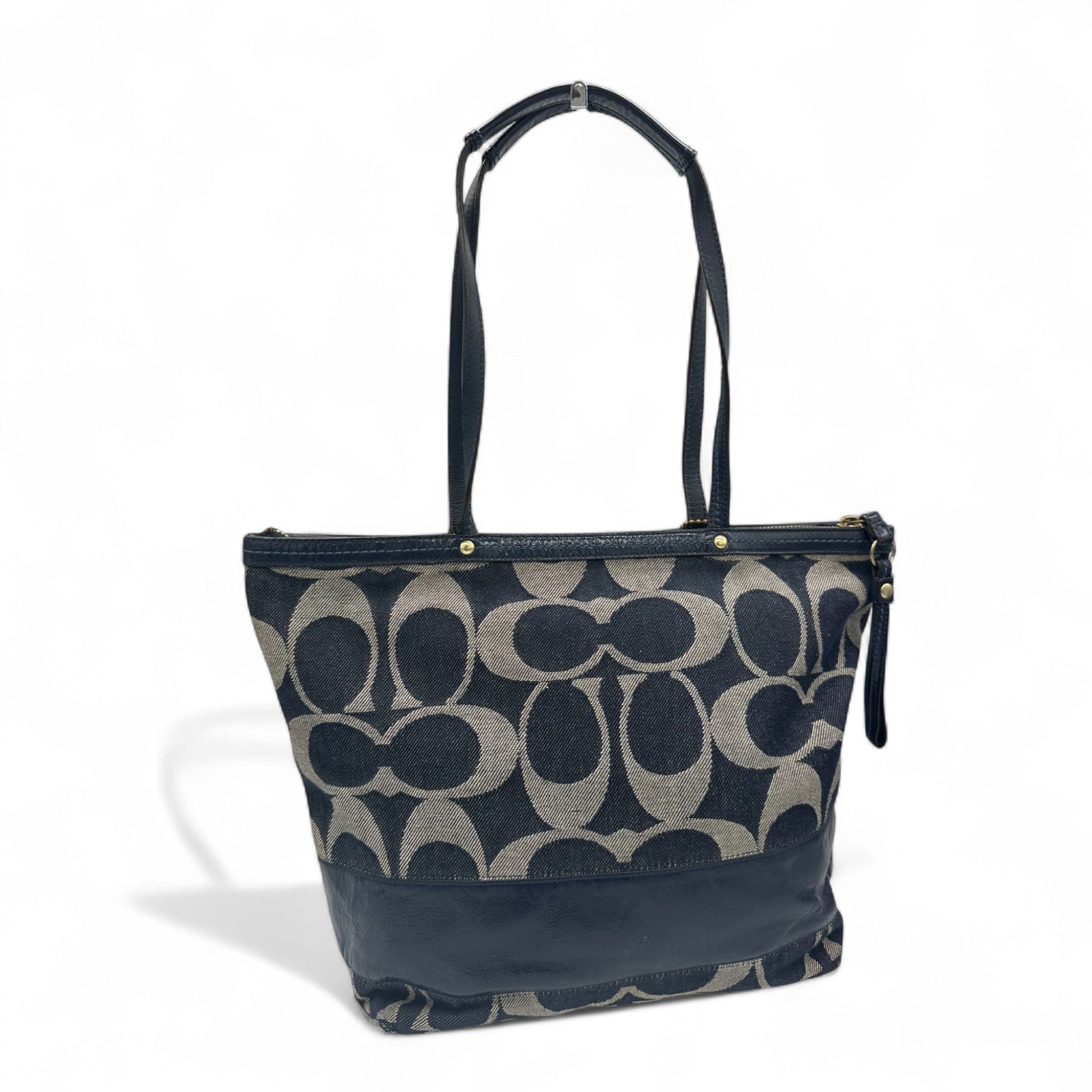 Vintage Coach 12547 Navy Denim Monogram Tote Shoulder Bag - Thanks it's Vintage