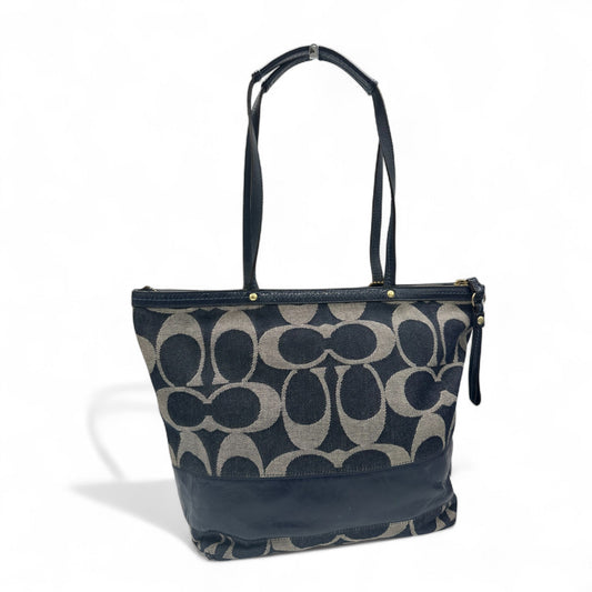 Vintage Coach 12547 Navy Denim Monogram Tote Shoulder Bag - Thanks it's Vintage