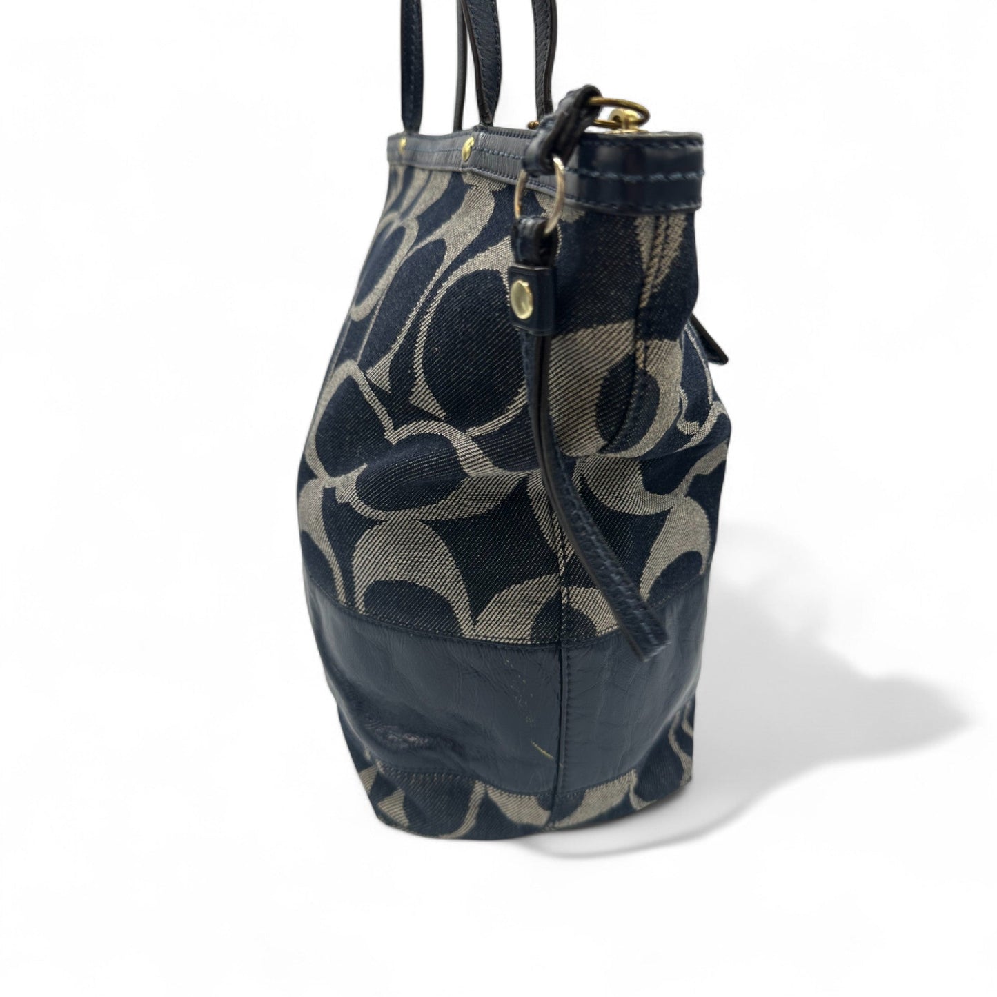 Vintage Coach 12547 Navy Denim Monogram Tote Shoulder Bag - Thanks it's Vintage