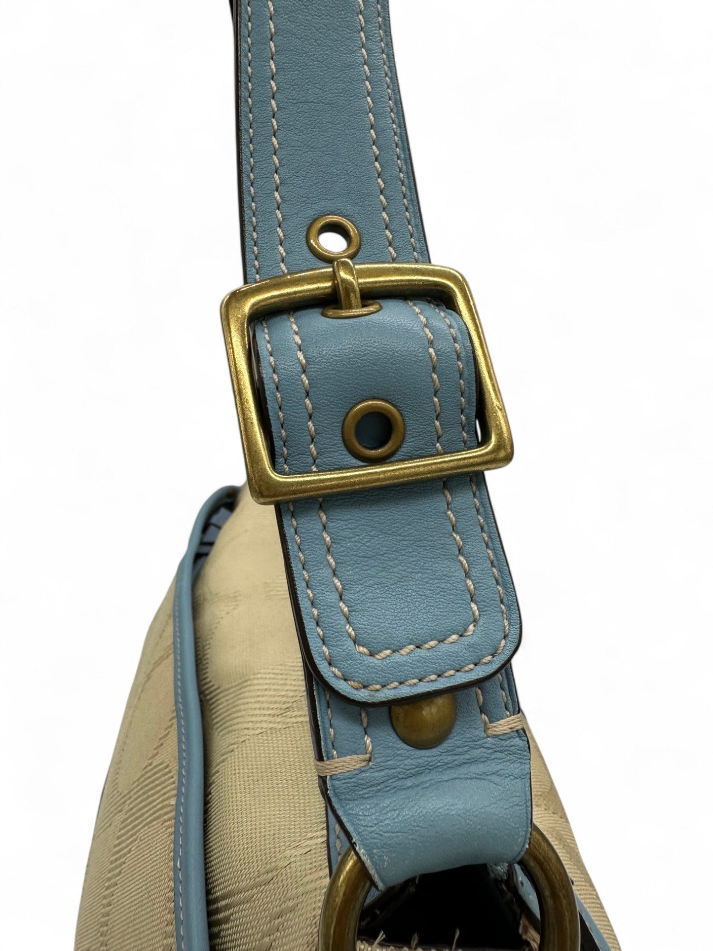 Vintage Coach 13102 Rare Baby Blue Monogram Legacy Shoulder Bag - Thanks it's Vintage