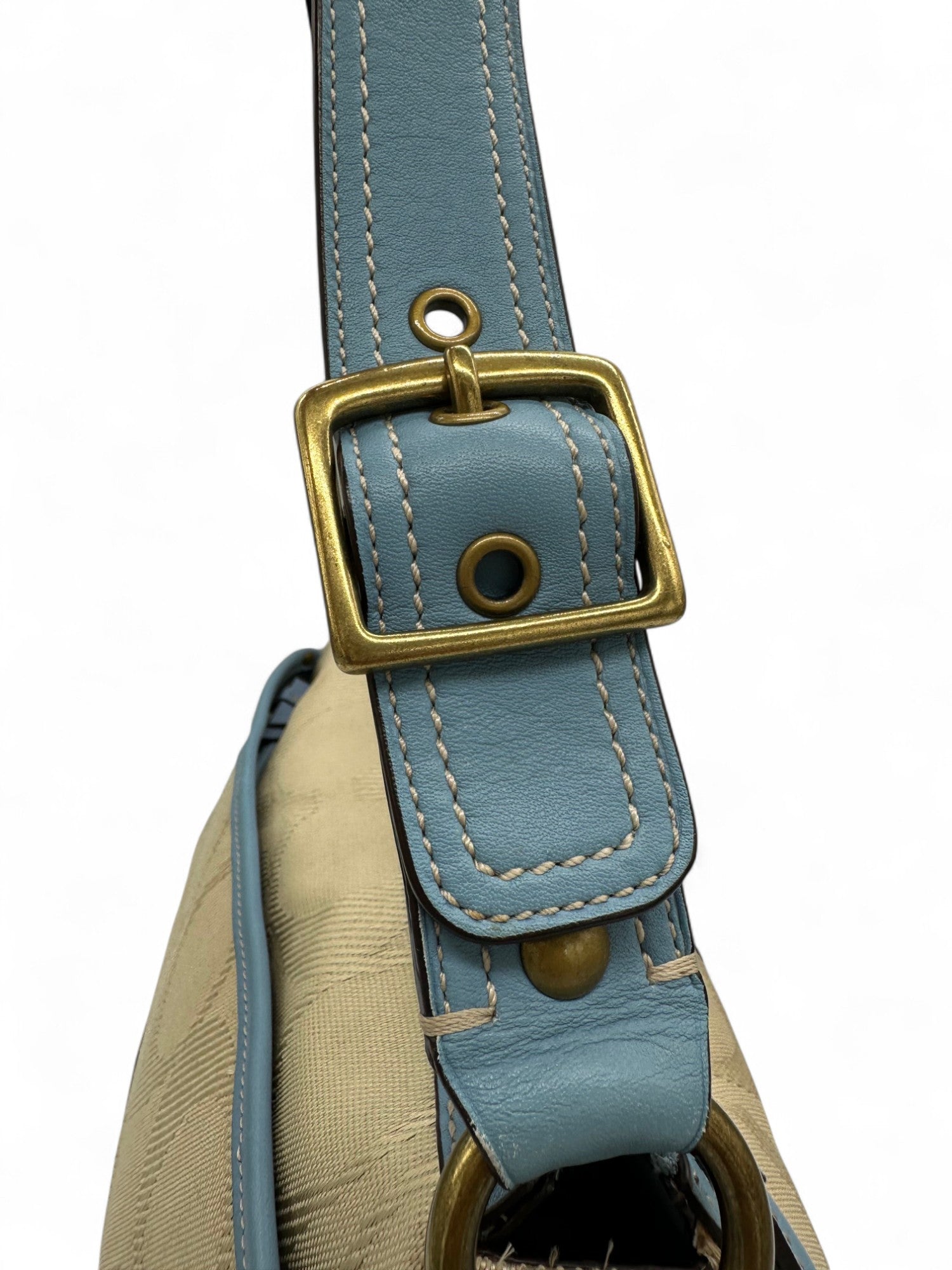 Vintage Coach 13102 Rare Baby Blue Monogram Legacy Shoulder Bag - Thanks it's Vintage