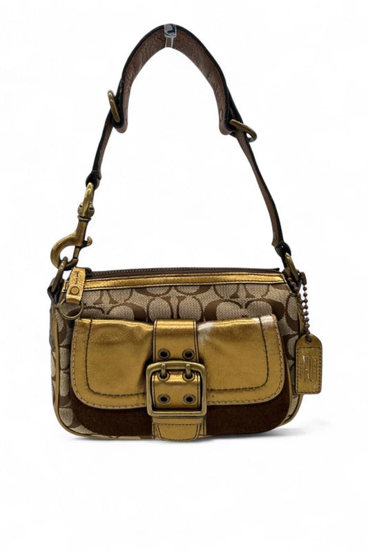 Vintage Coach 1495 Limited Edition Fall 2004 Shoulder Bag Monogram with Suede Trim - Thanks it's Vintage