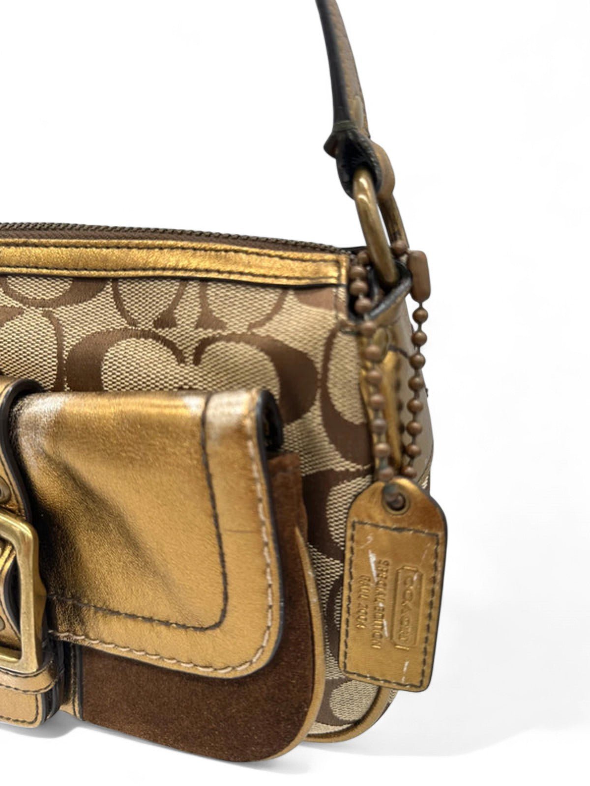 Vintage Coach 1495 Limited Edition Fall 2004 Shoulder Bag Monogram with Suede Trim - Thanks it's Vintage