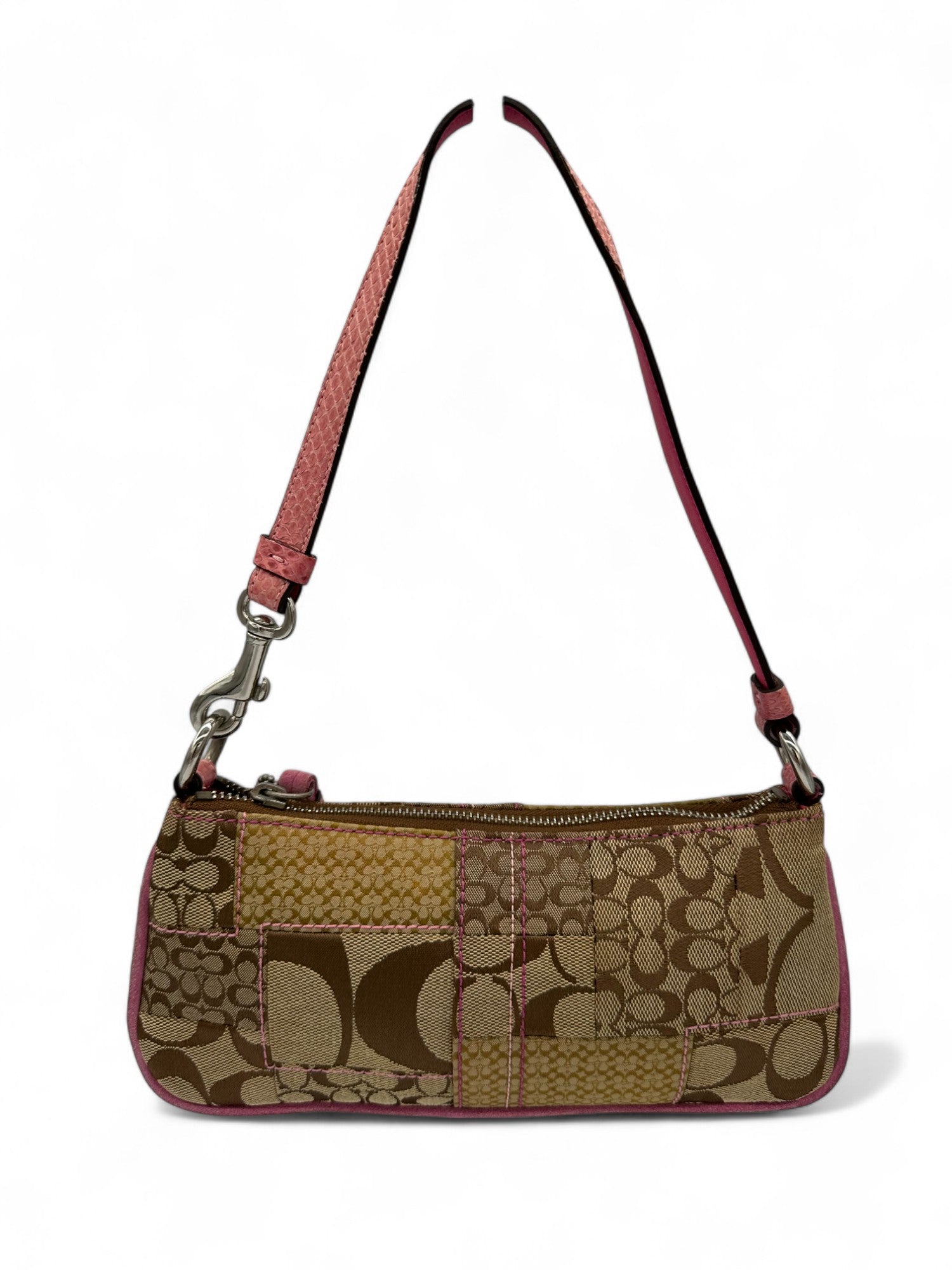 Vintage Coach 3693 Rare Patchwork Pink Python Trim Mini Shoulder Bag - Thanks it's Vintage