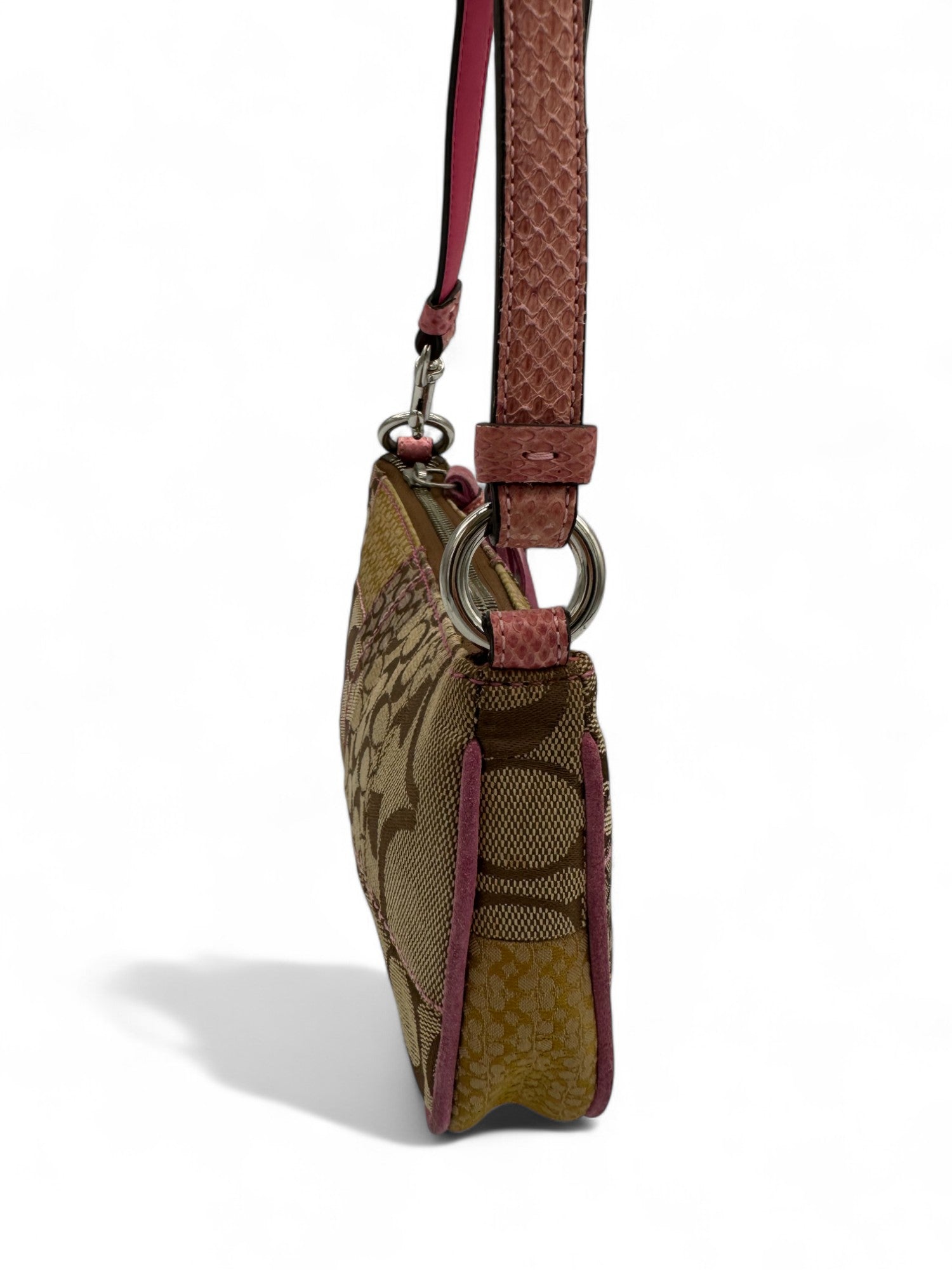 Vintage Coach 3693 Rare Patchwork Pink Python Trim Mini Shoulder Bag - Thanks it's Vintage
