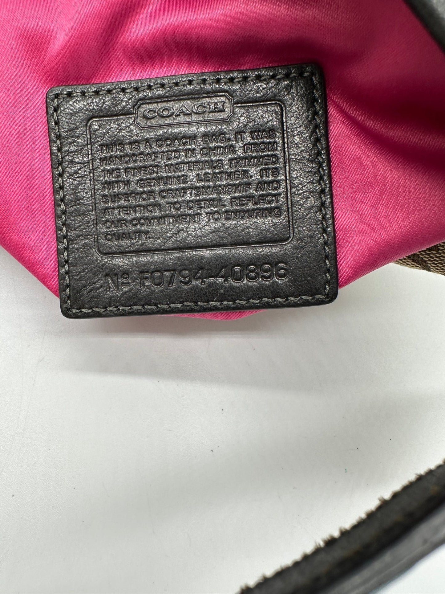 Vintage Coach 40896 Signature Monogram Bucket Shoulder Bag with Black Leather Trim - Thanks it's Vintage