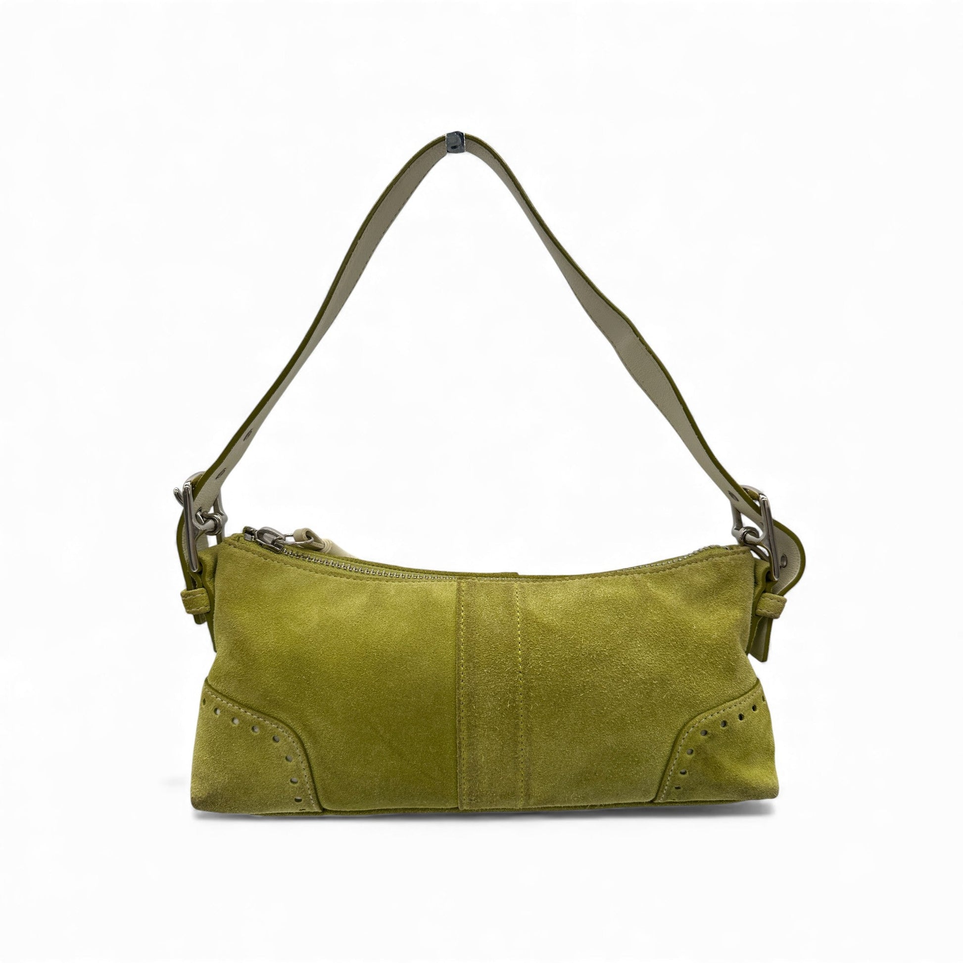 Vintage Coach 5032 Lime Green Suede Baguette Shoulder Bag - Thanks it's Vintage