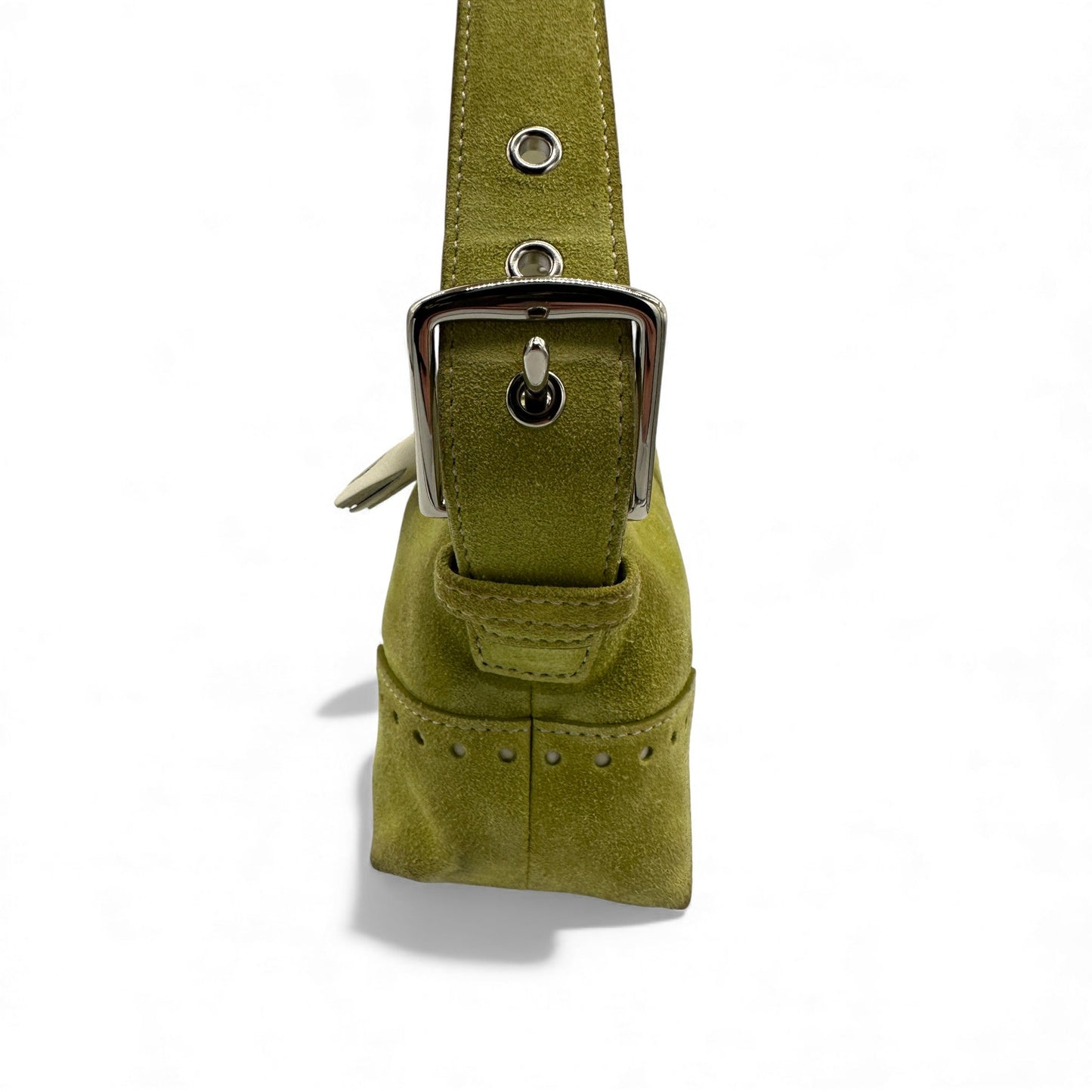 Vintage Coach 5032 Lime Green Suede Baguette Shoulder Bag - Thanks it's Vintage