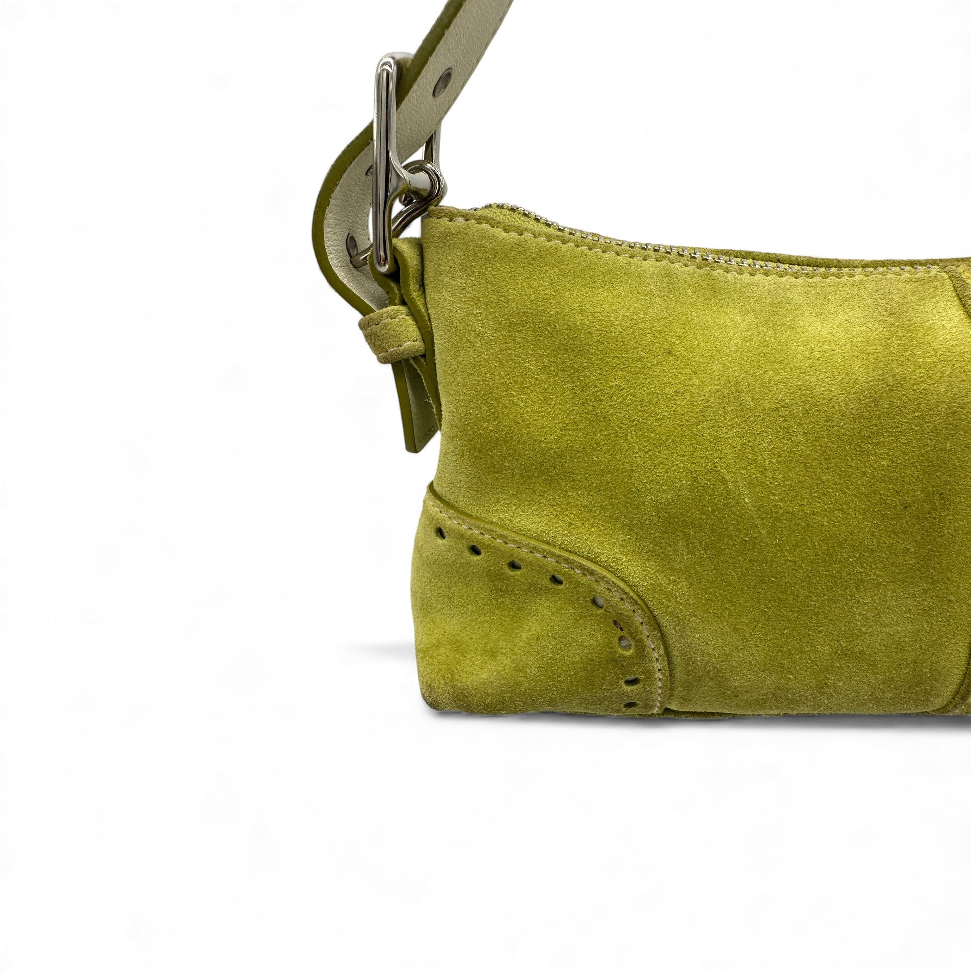 Vintage Coach 5032 Lime Green Suede Baguette Shoulder Bag - Thanks it's Vintage