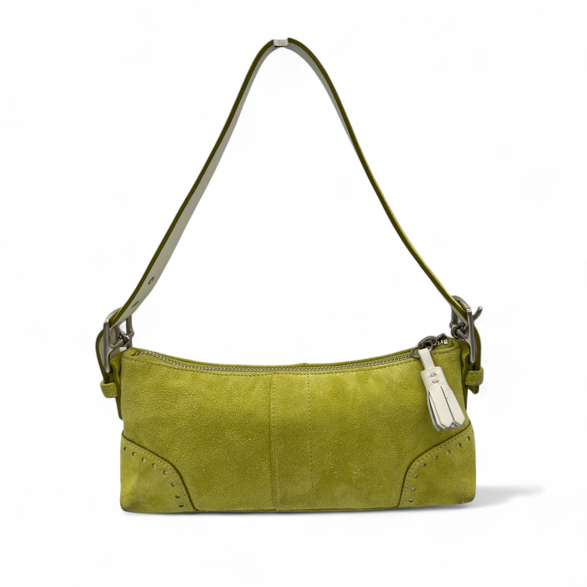 Vintage Coach 5032 Lime Green Suede Baguette Shoulder Bag – Thanks