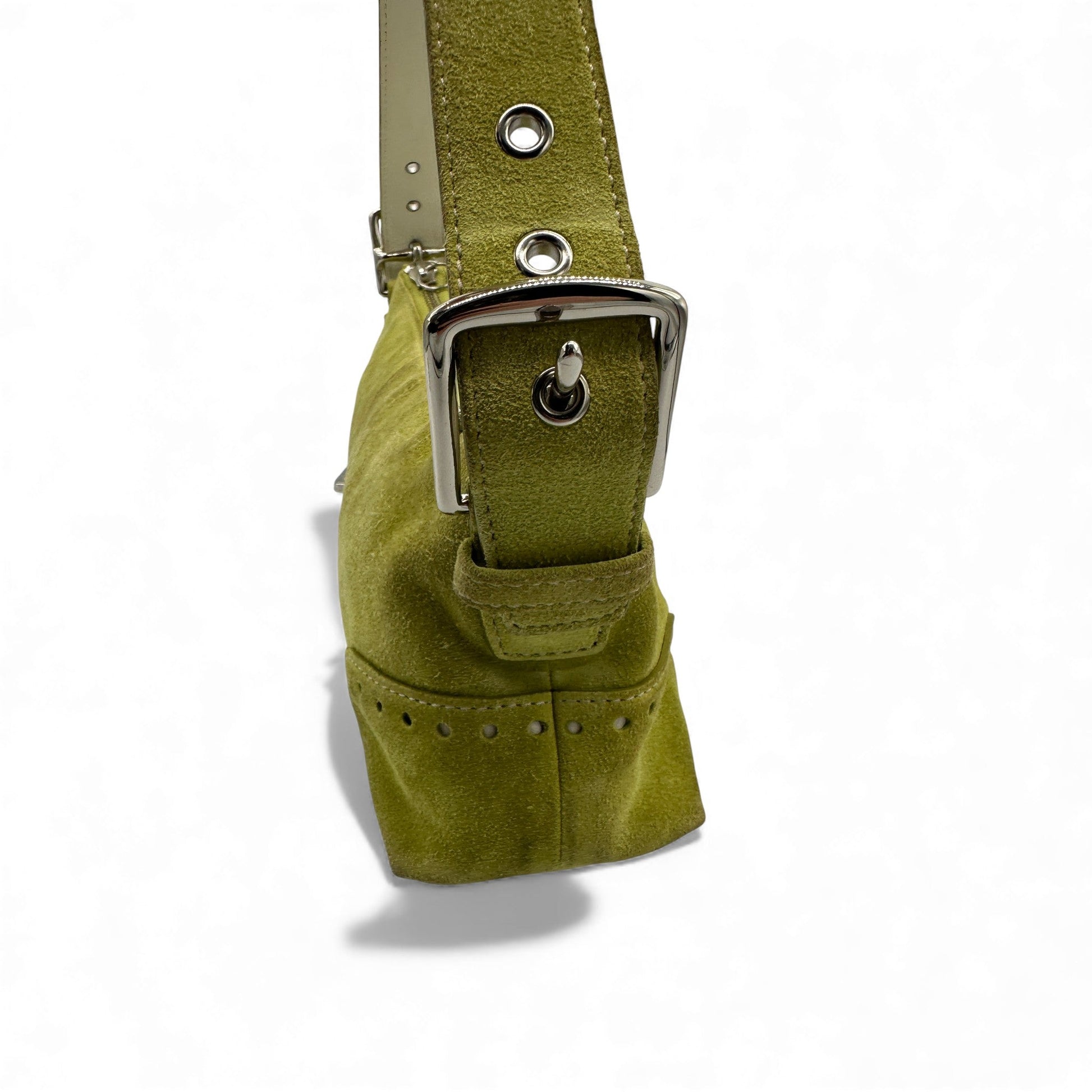 Vintage Coach 5032 Lime Green Suede Baguette Shoulder Bag - Thanks it's Vintage