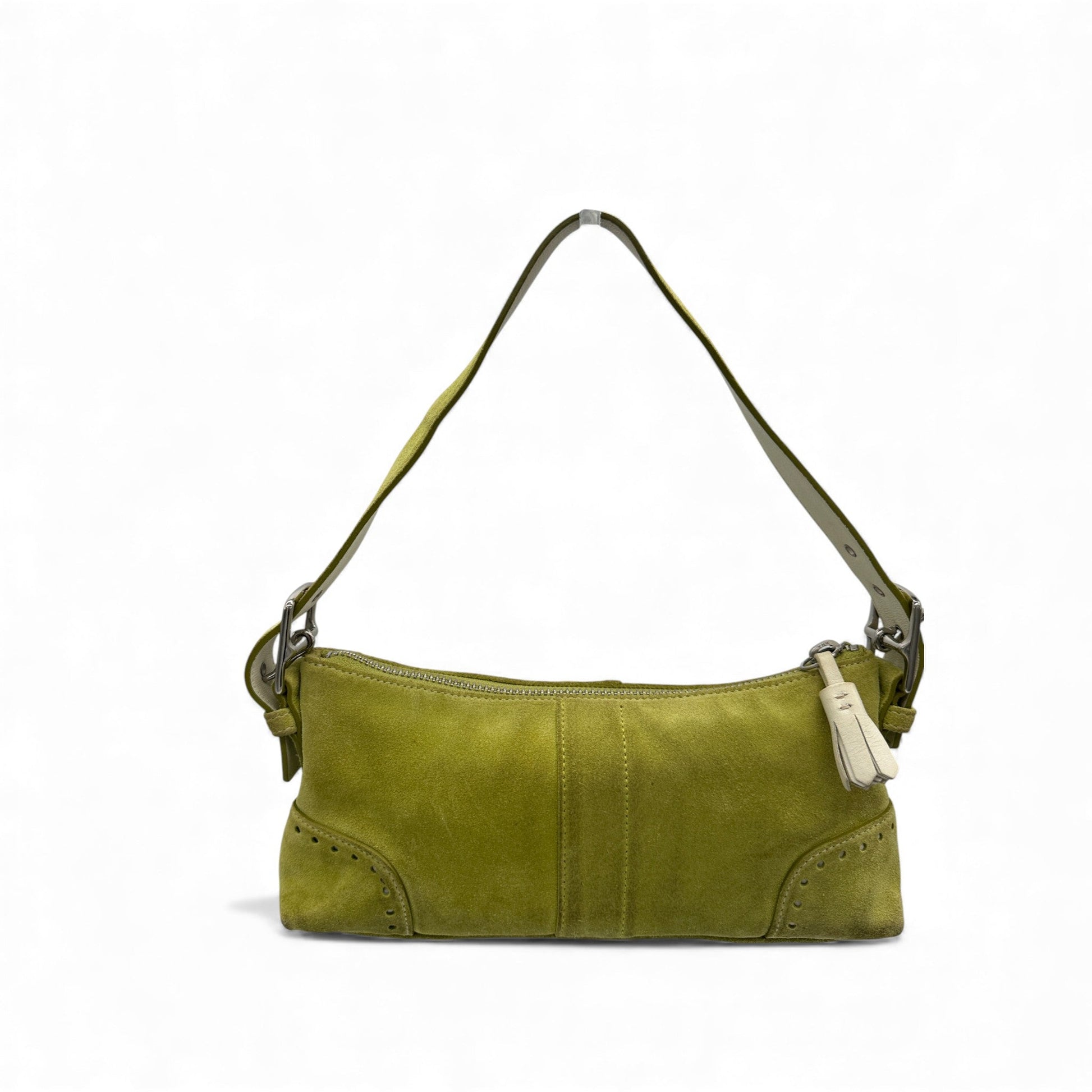 Vintage Coach 5032 Lime Green Suede Baguette Shoulder Bag - Thanks it's Vintage