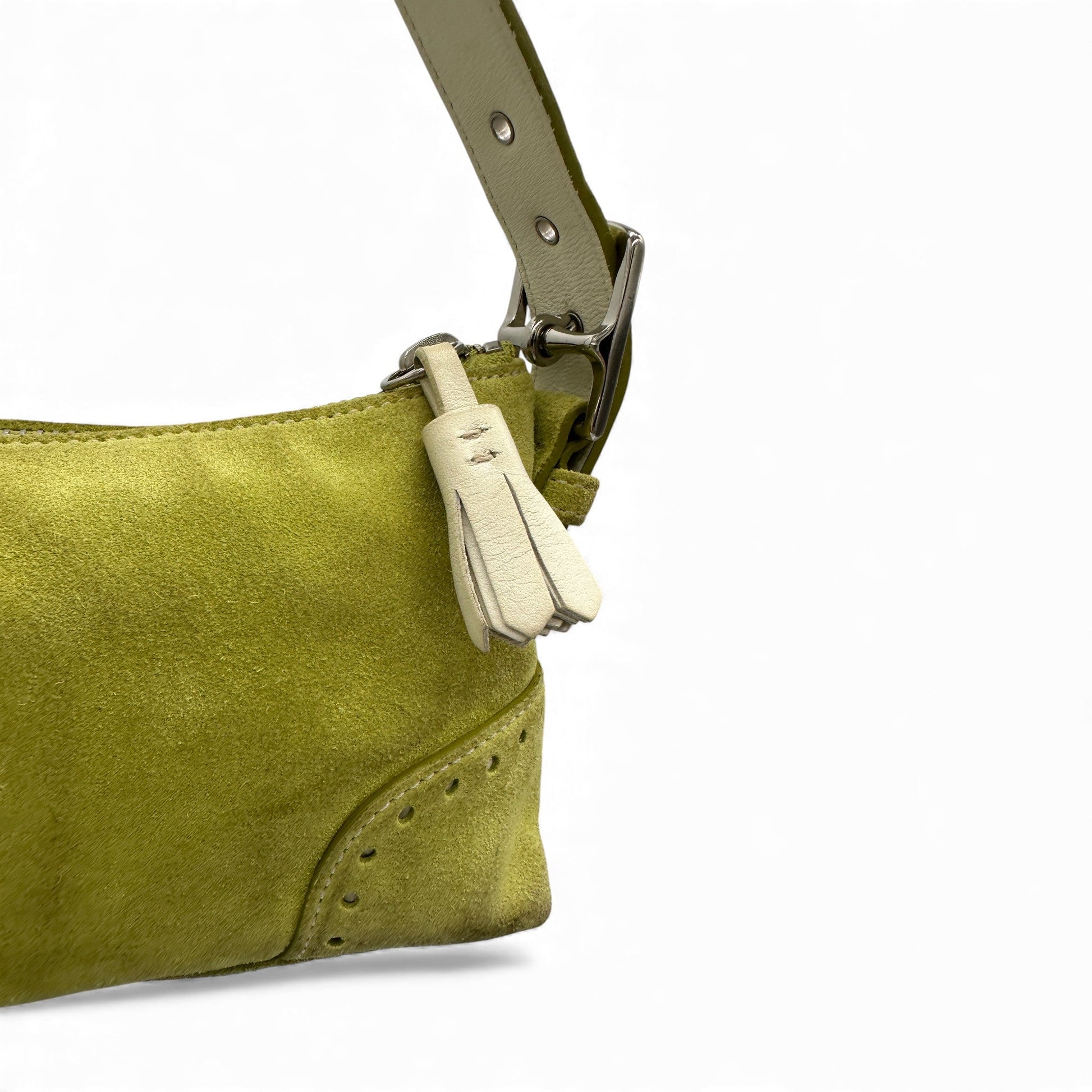 Vintage Coach 5032 Lime Green Suede Baguette Shoulder Bag - Thanks it's Vintage