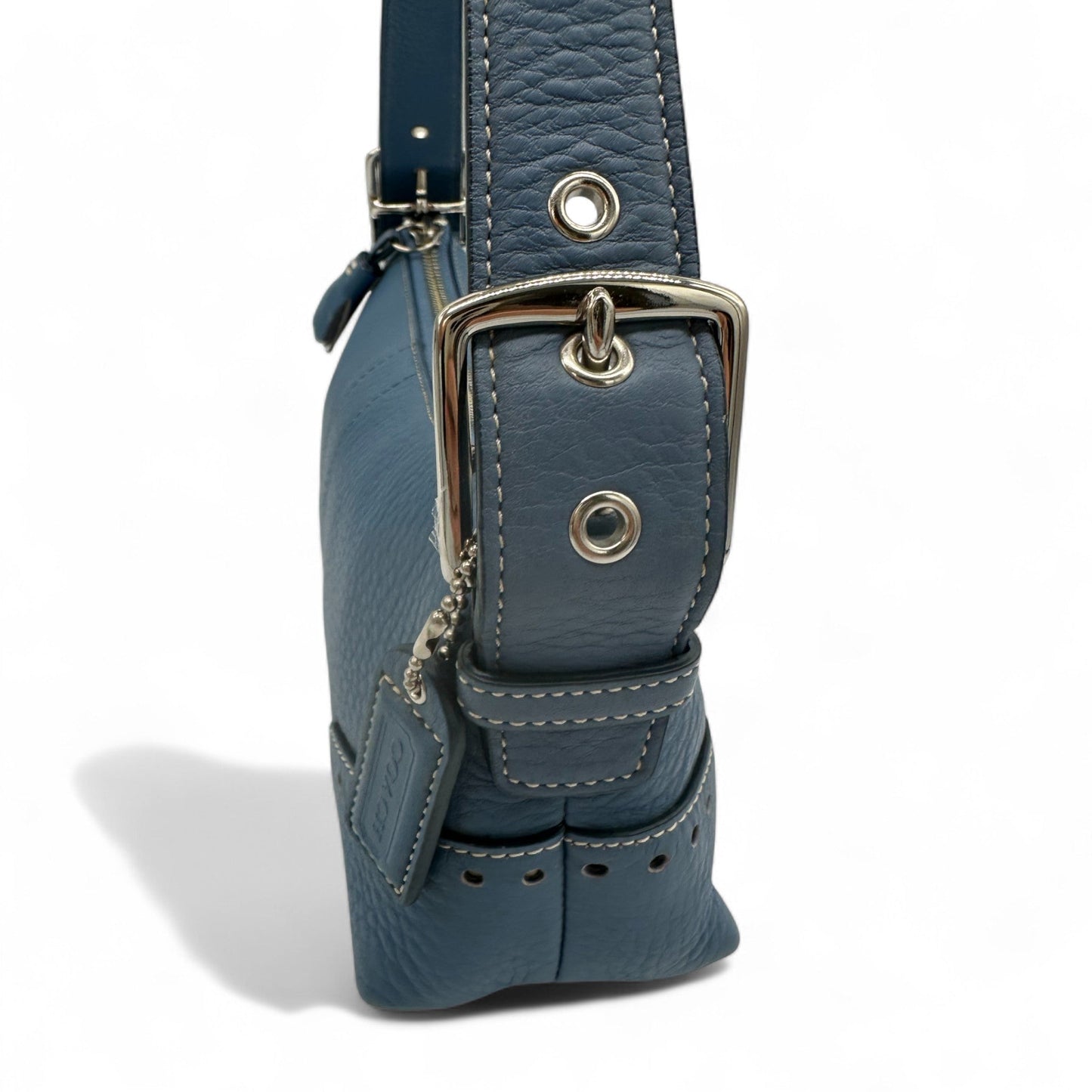 Vintage Coach 5052 Blue Leather Baguette Shoulder Bag - Thanks it's Vintage