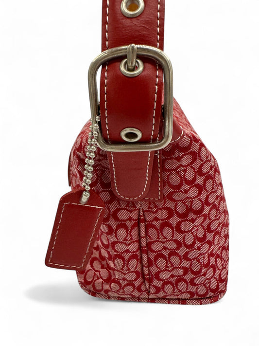 Vintage Coach 6332 Rare Red Mini Monogram Sufflette Shoulder Bag Y2K - Thanks it's Vintage