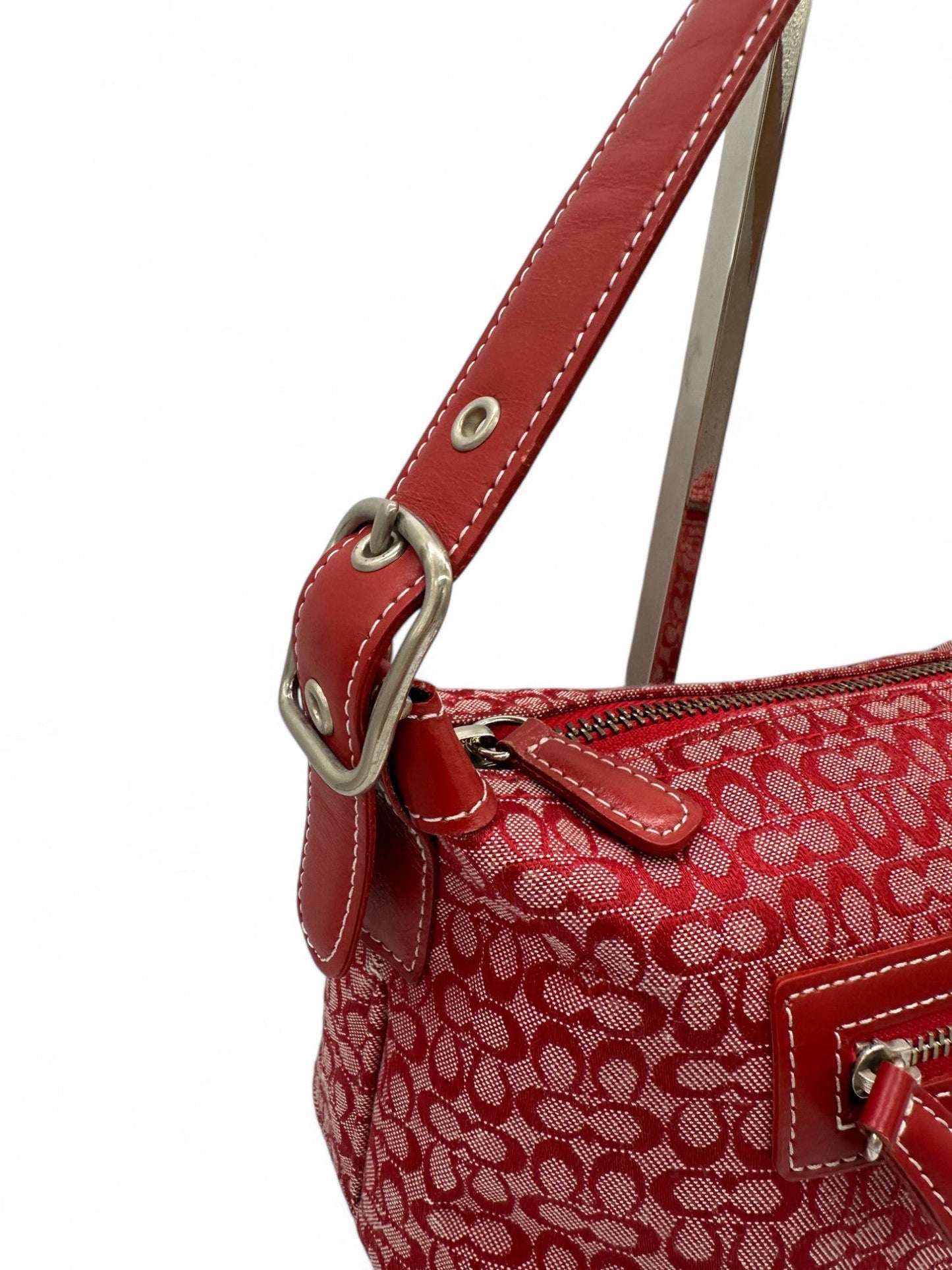 Vintage Coach 6332 Rare Red Mini Monogram Sufflette Shoulder Bag Y2K - Thanks it's Vintage