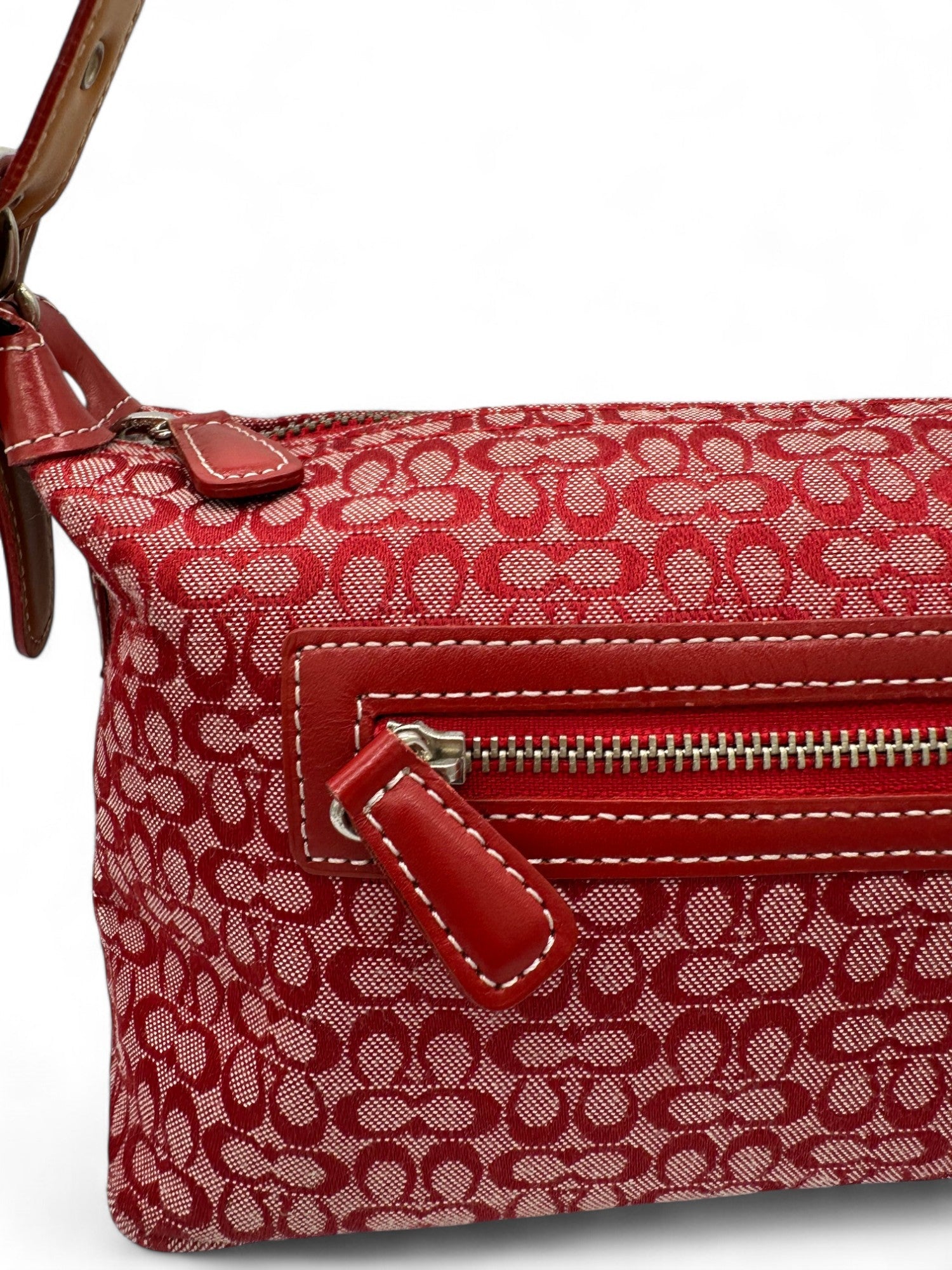 Vintage Coach 6332 Rare Red Mini Monogram Sufflette Shoulder Bag Y2K - Thanks it's Vintage