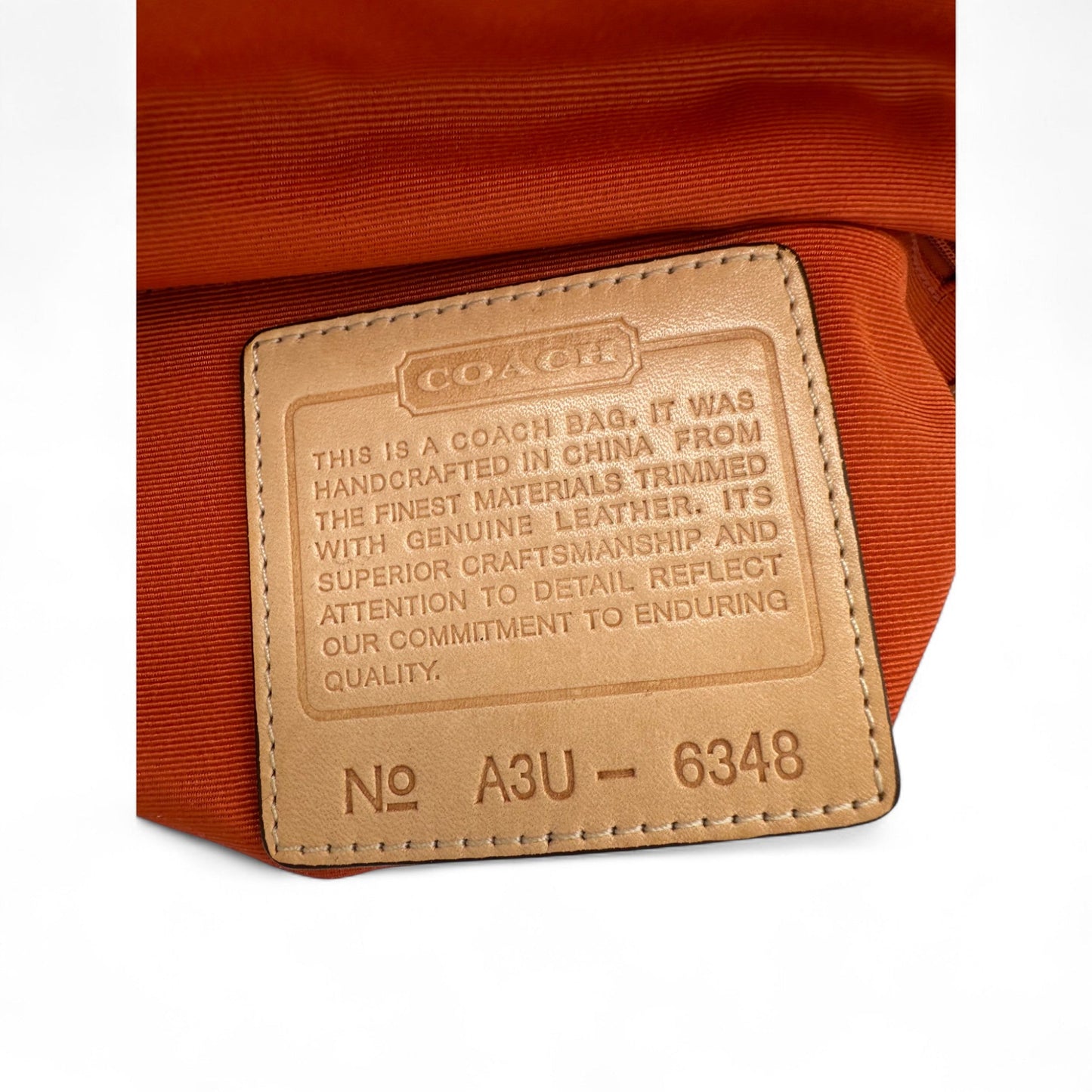 Vintage Coach 6348 Hampton Clip Shoulder Bag in Monogram with Tan Leather Trim Y2K - Thanks it's Vintage