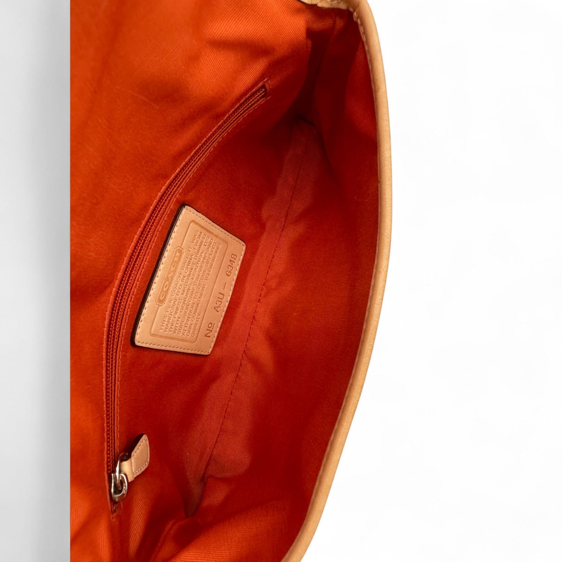 Vintage Coach 6348 Hampton Clip Shoulder Bag in Monogram with Tan Leather Trim Y2K - Thanks it's Vintage