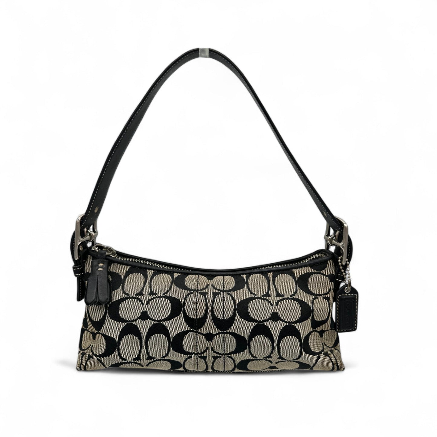 Vintage Coach 6371 East West Baguette Shoulder Bag Black and Grey Monogram Y2K - Thanks it's Vintage