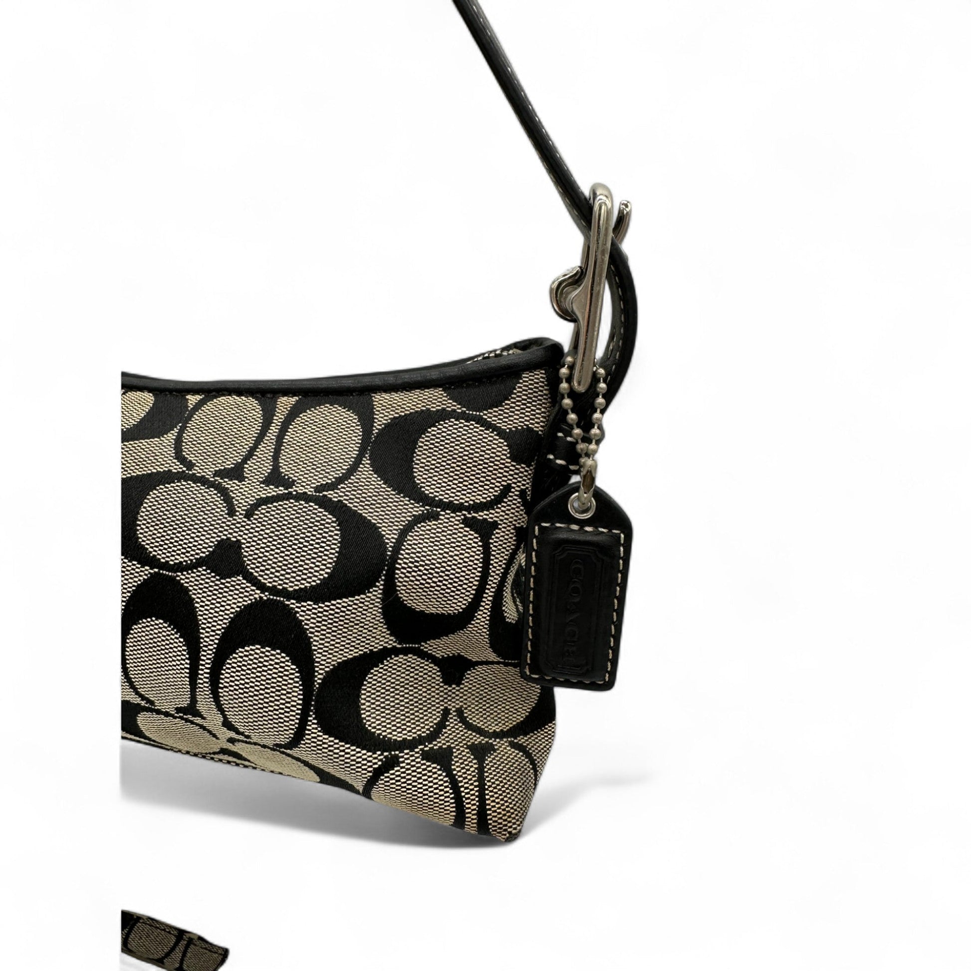 Vintage Coach 6371 East West Baguette Shoulder Bag Black and Grey Monogram Y2K - Thanks it's Vintage