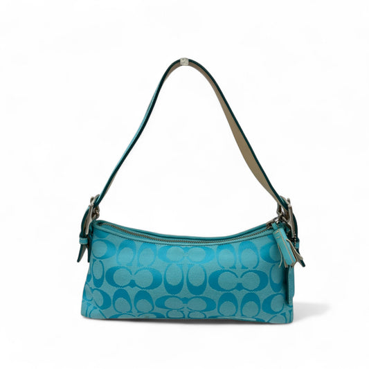 Vintage Coach 6371 East West Baguette Shoulder Bag Y2K Blue Monogram - Thanks it's Vintage