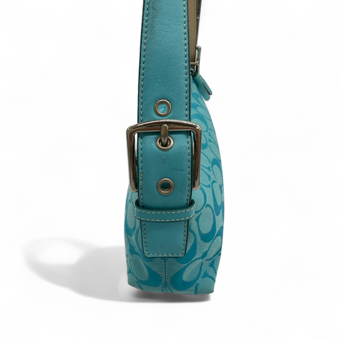 Vintage Coach 6371 East West Baguette Shoulder Bag Y2K Blue Monogram - Thanks it's Vintage
