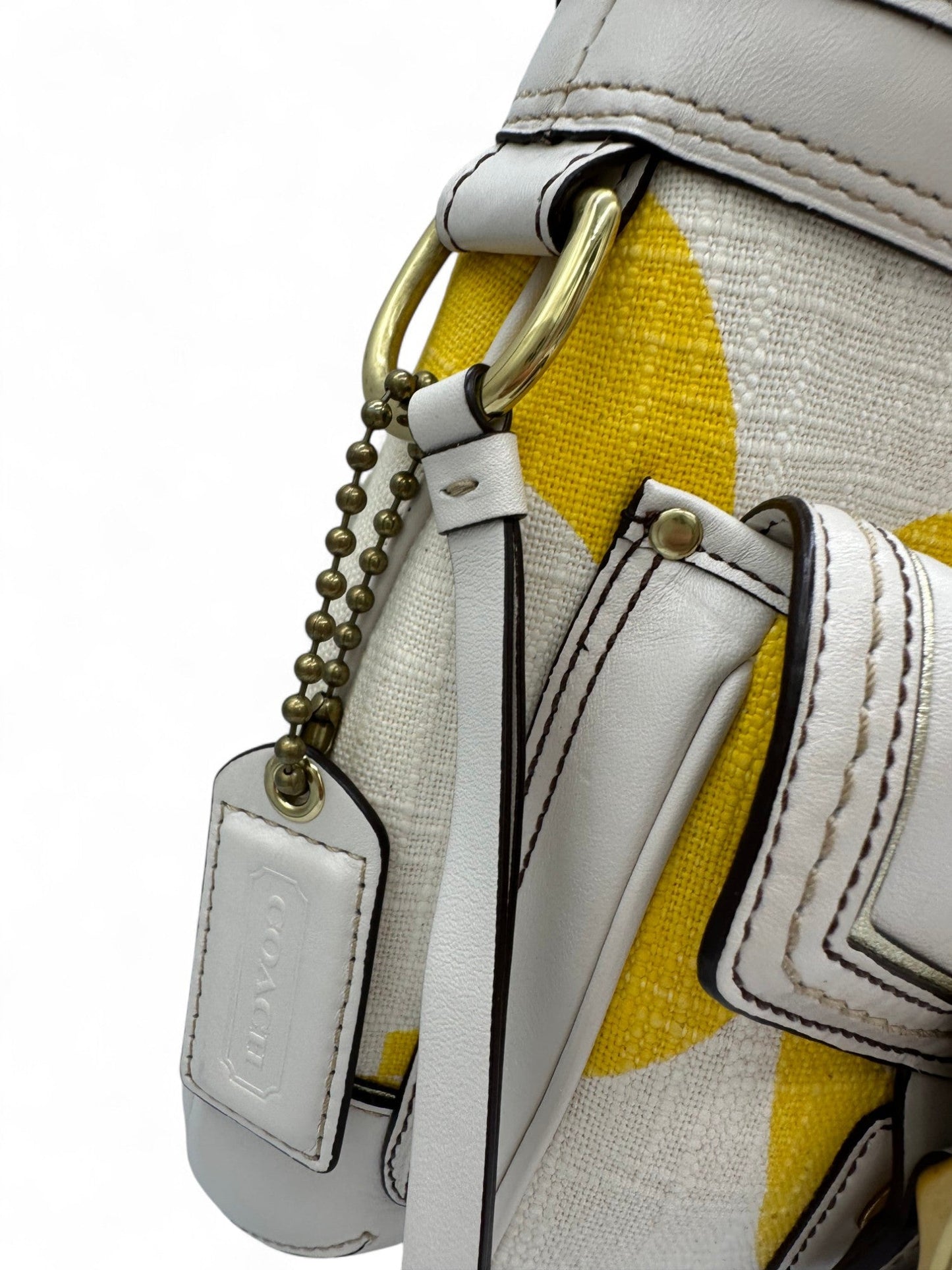 Vintage Coach 7469 2006 Legacy Shoulder Bag in White and Yellow Monogram - Thanks it's Vintage