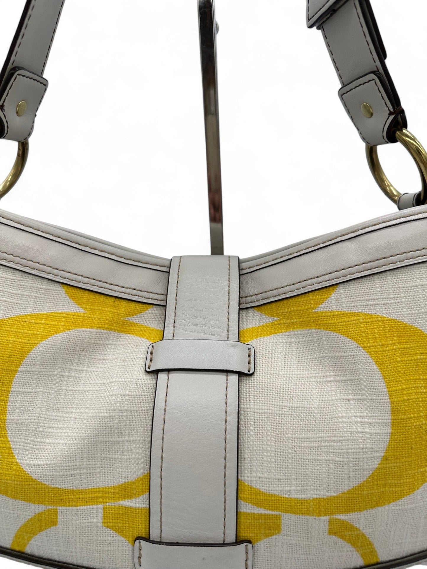Vintage Coach 7469 2006 Legacy Shoulder Bag in White and Yellow Monogram - Thanks it's Vintage