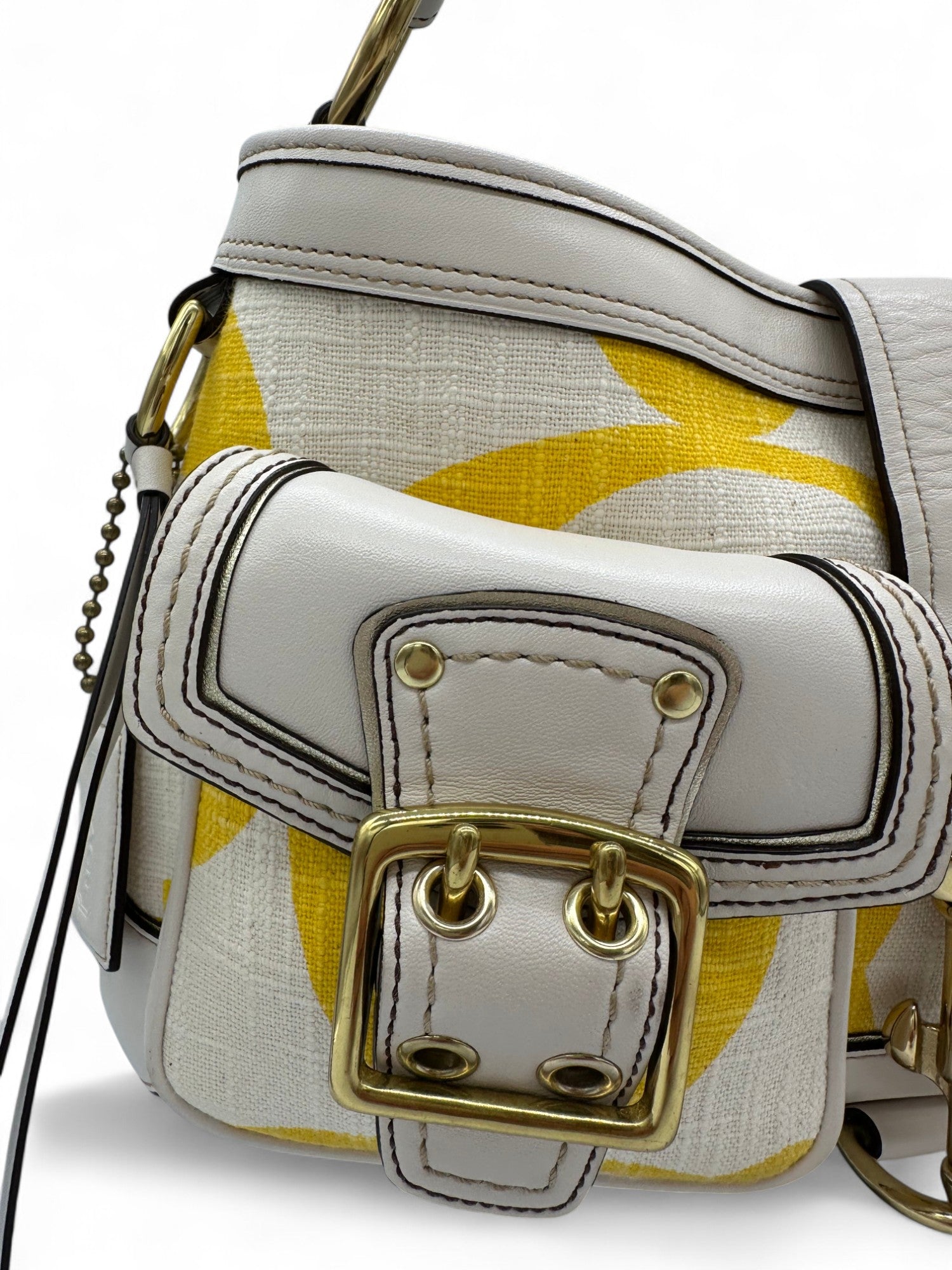 Vintage Coach 7469 2006 Legacy Shoulder Bag in White and Yellow Monogram - Thanks it's Vintage