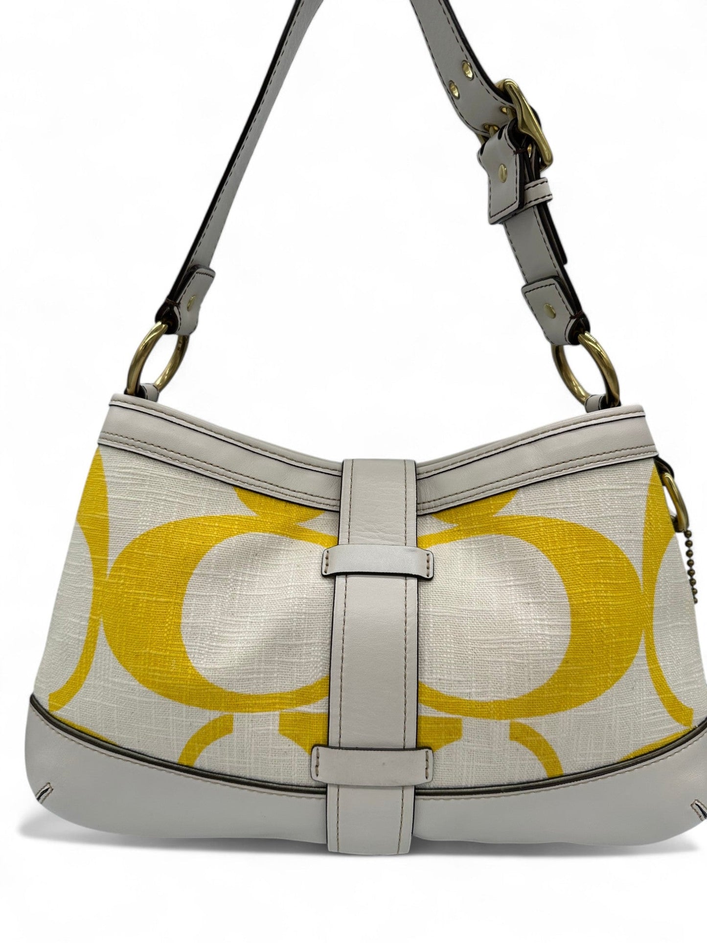Vintage Coach 7469 2006 Legacy Shoulder Bag in White and Yellow Monogram - Thanks it's Vintage